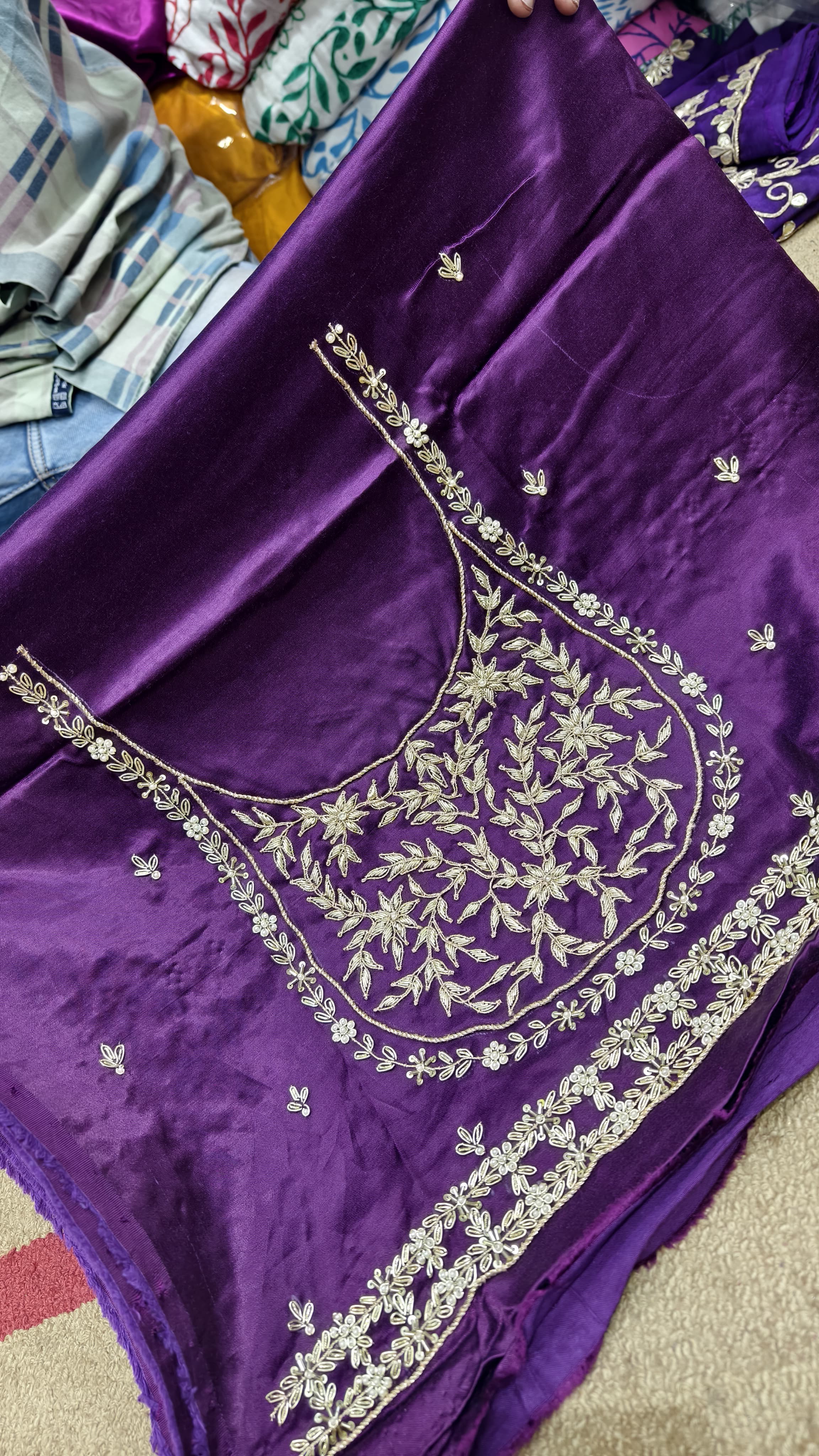 Pure Mashru Gaji Silk Blouse Piece with Pearl Jardoshi Work