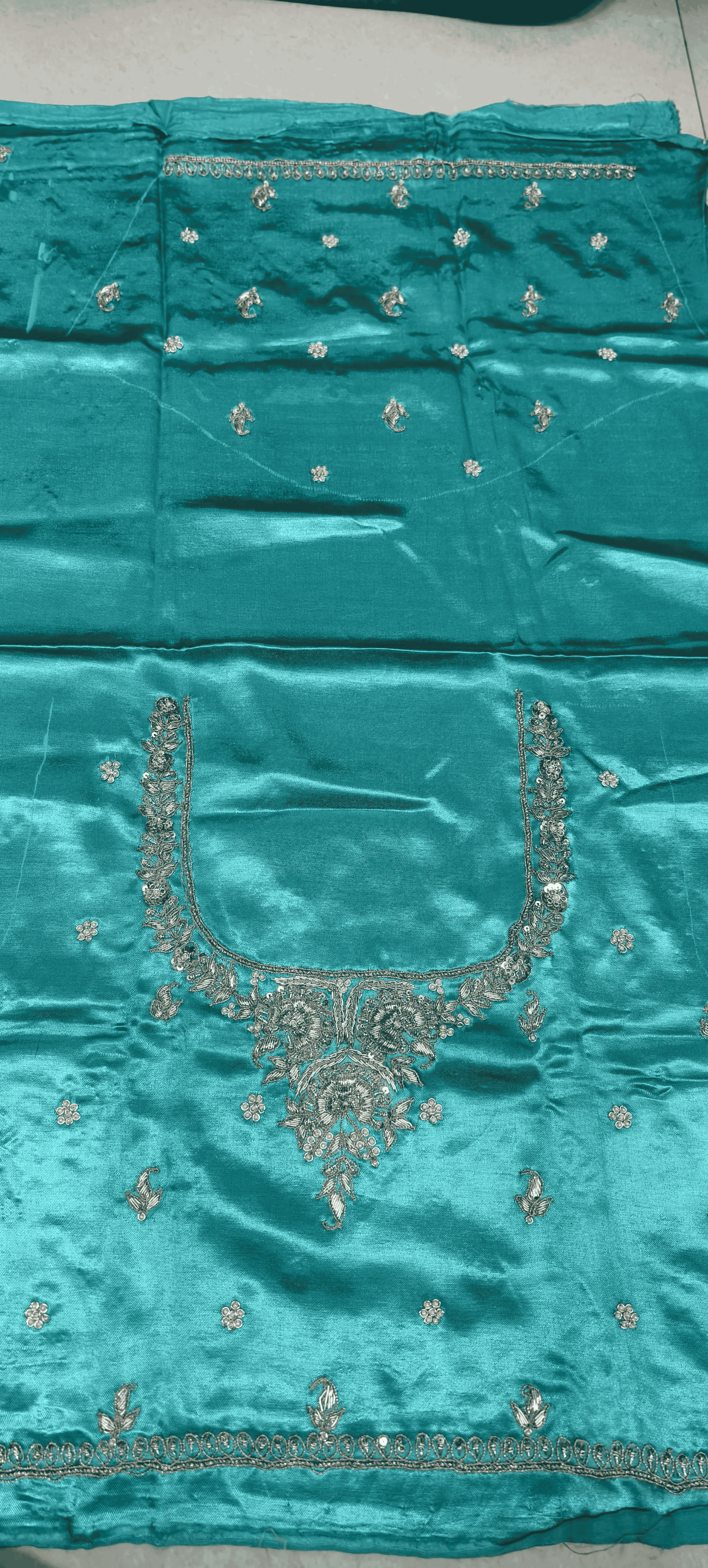 Pure Mashru Gaji Silk Blouse Piece with Pearl Jardoshi Work