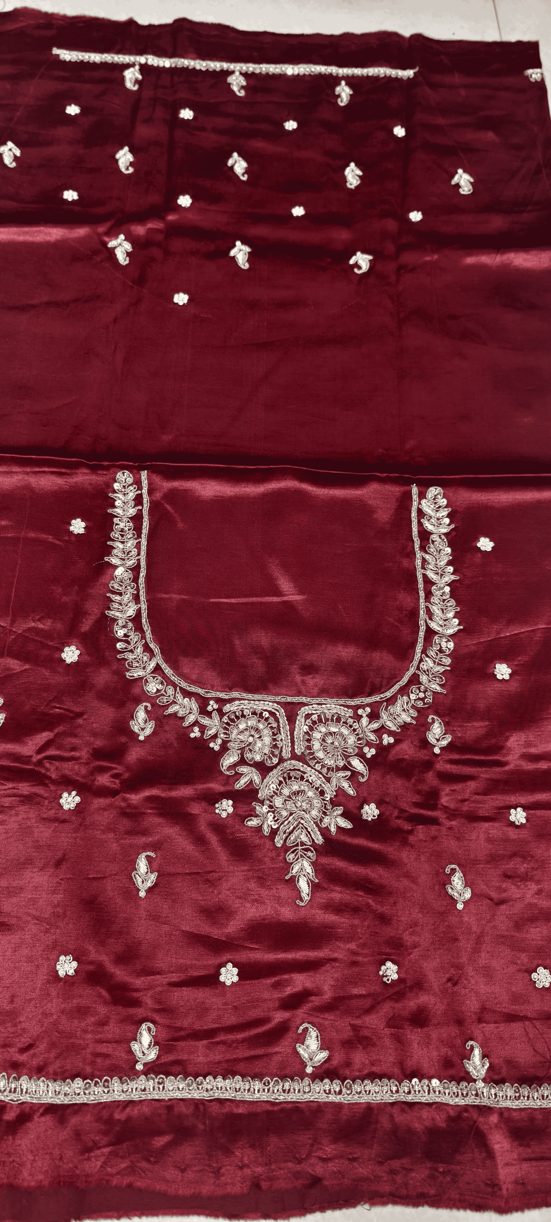 Pure Mashru Gaji Silk Blouse Piece with Pearl Jardoshi Work