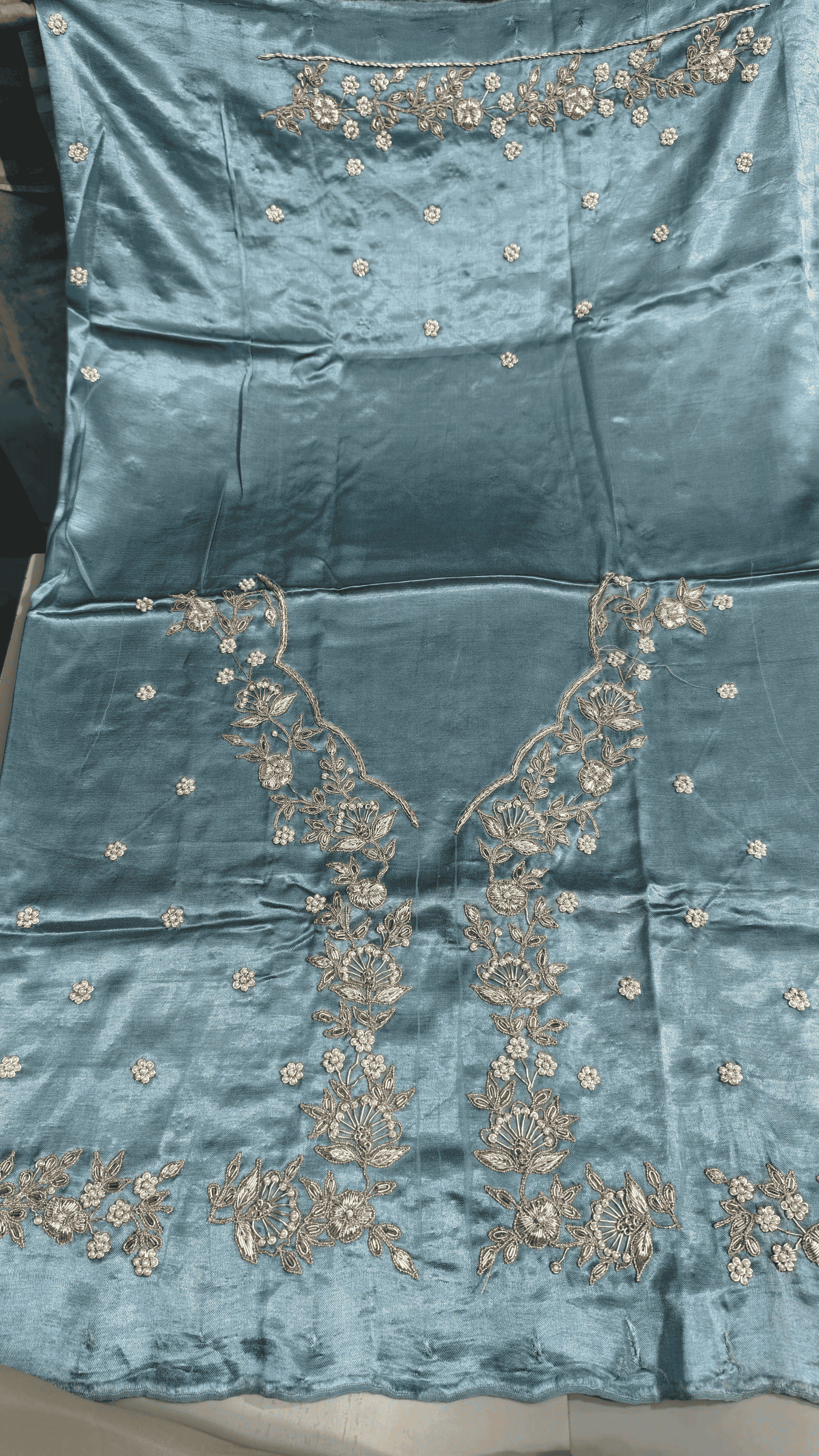 Pure Mashru Gaji Silk Blouse Piece with Pearl Jardoshi Work