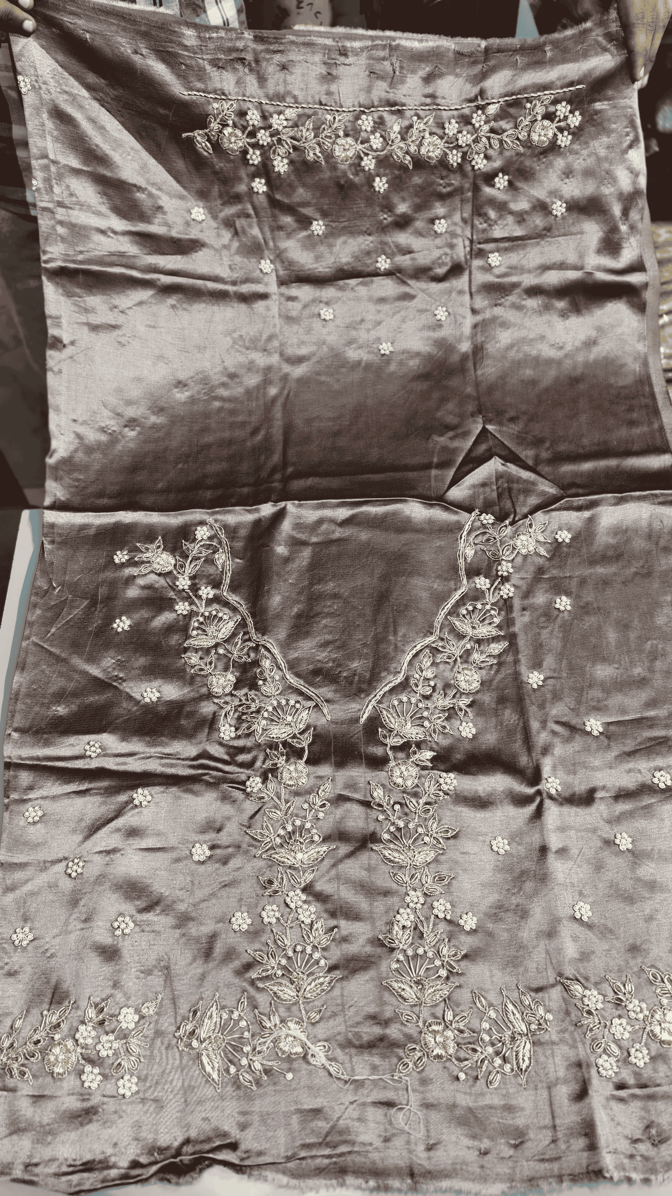 Pure Mashru Gaji Silk Blouse Piece with Pearl Jardoshi Work