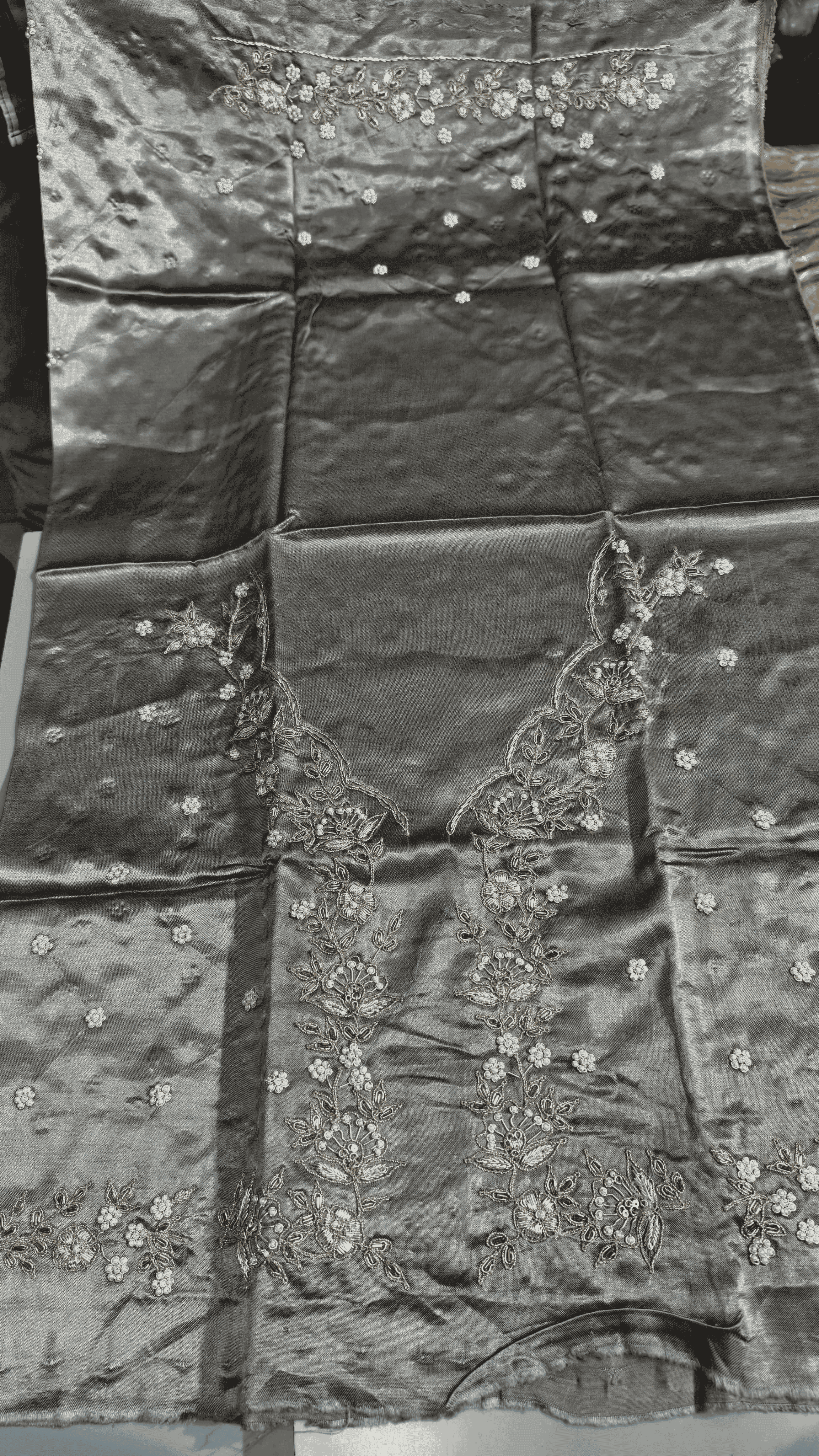 Pure Mashru Gaji Silk Blouse Piece with Pearl Jardoshi Work