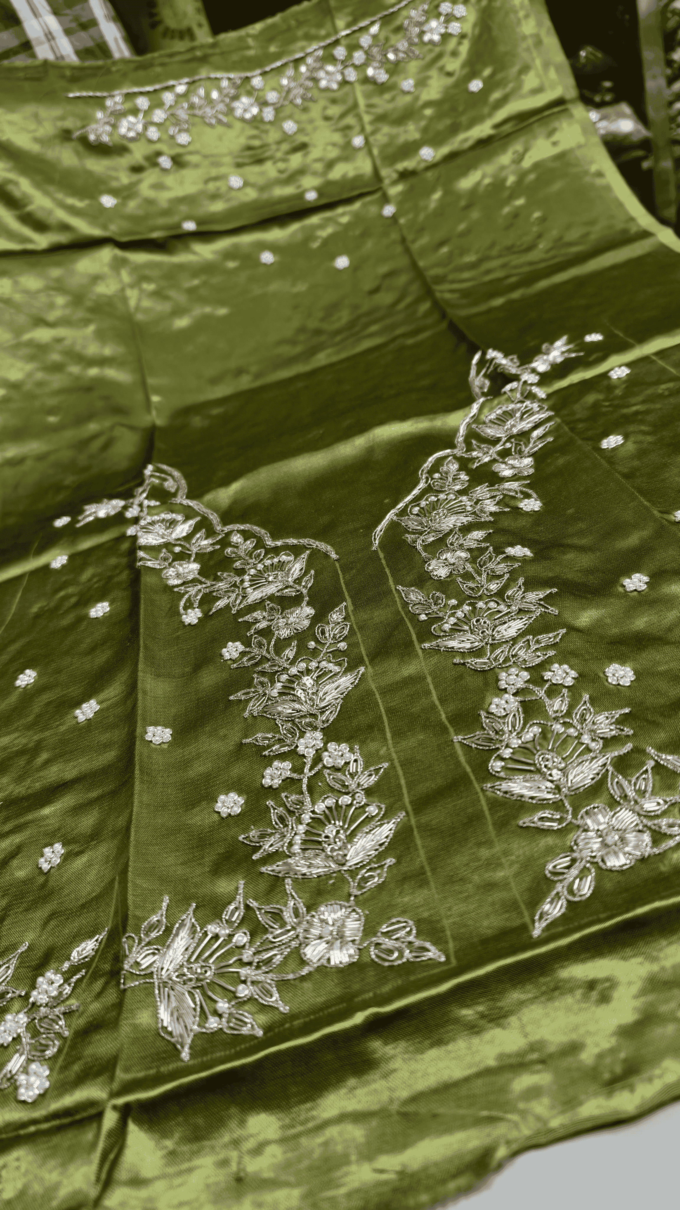 Pure Mashru Gaji Silk Blouse Piece with Pearl Jardoshi Work