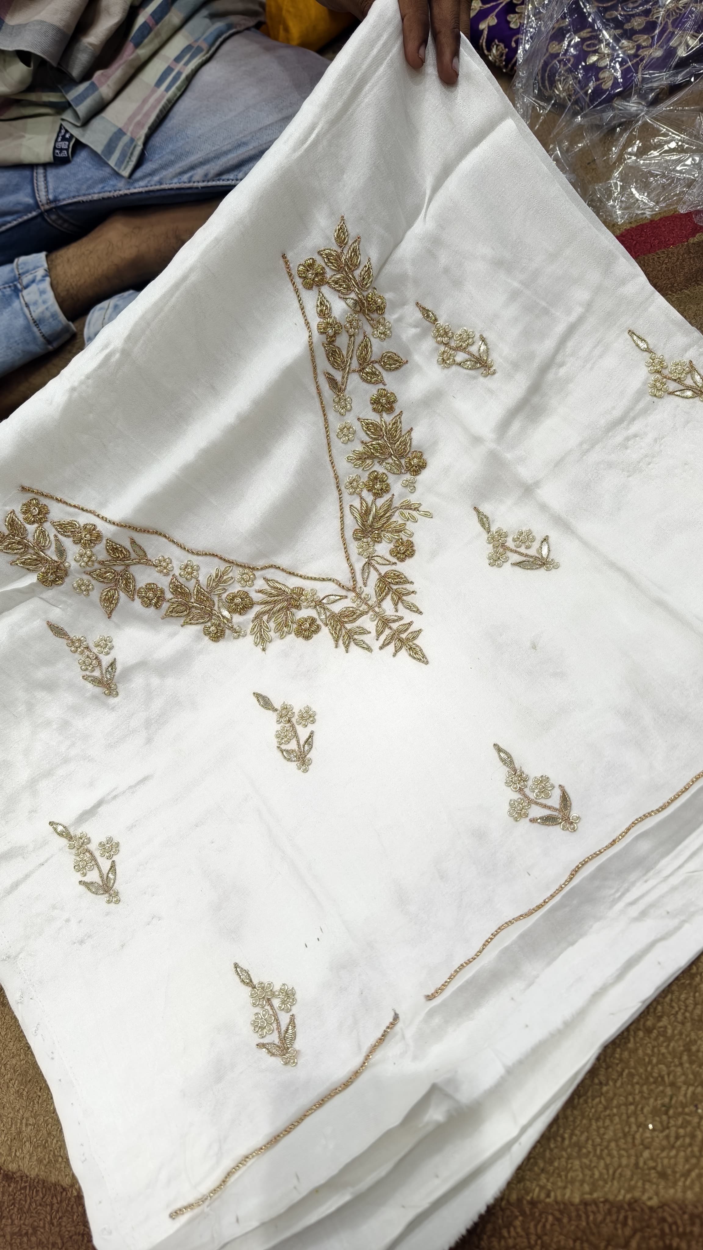 Pure Mashru Gaji Silk Blouse Piece with Pearl Jardoshi Work