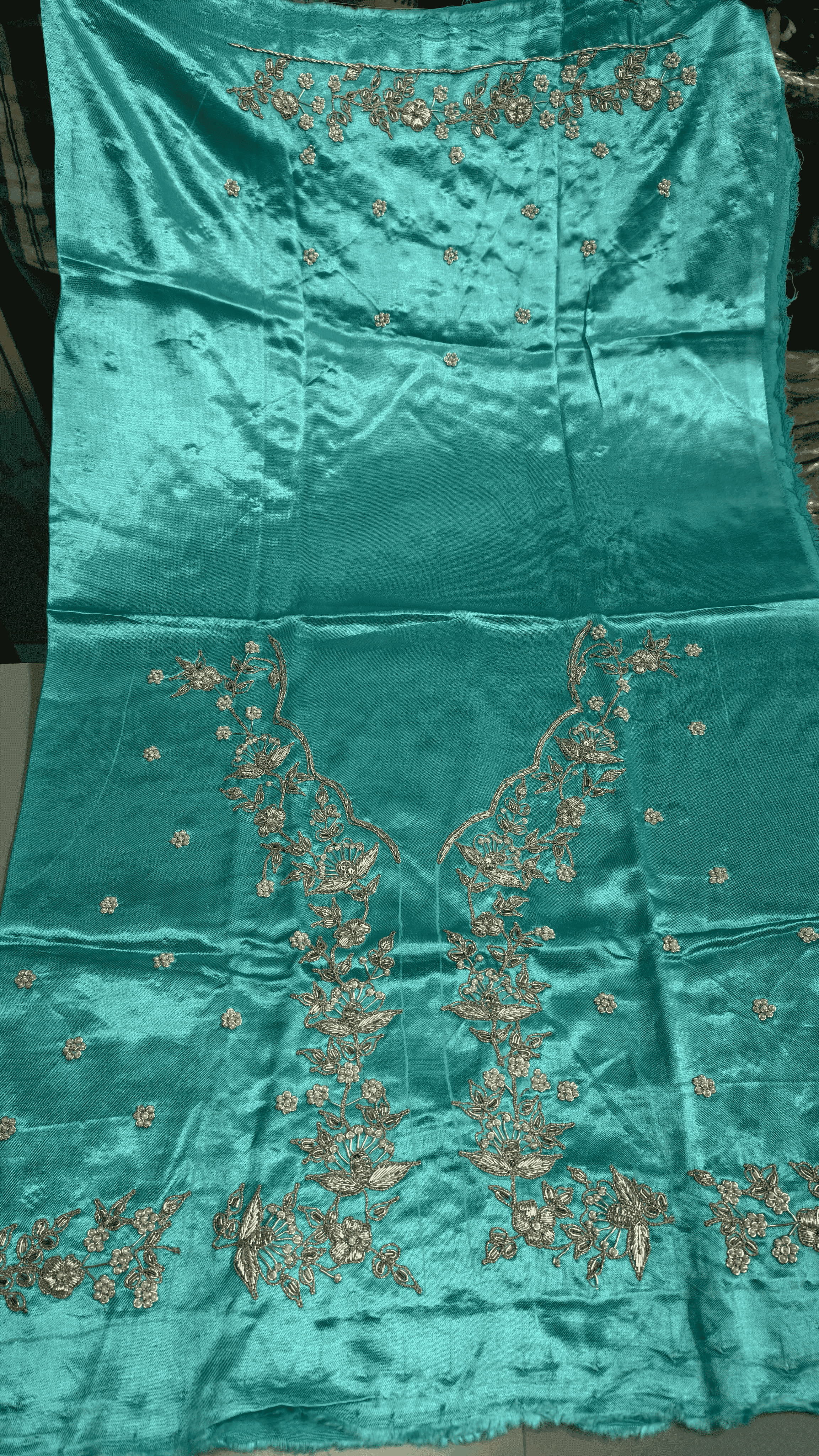 Pure Mashru Gaji Silk Blouse Piece with Pearl Jardoshi Work