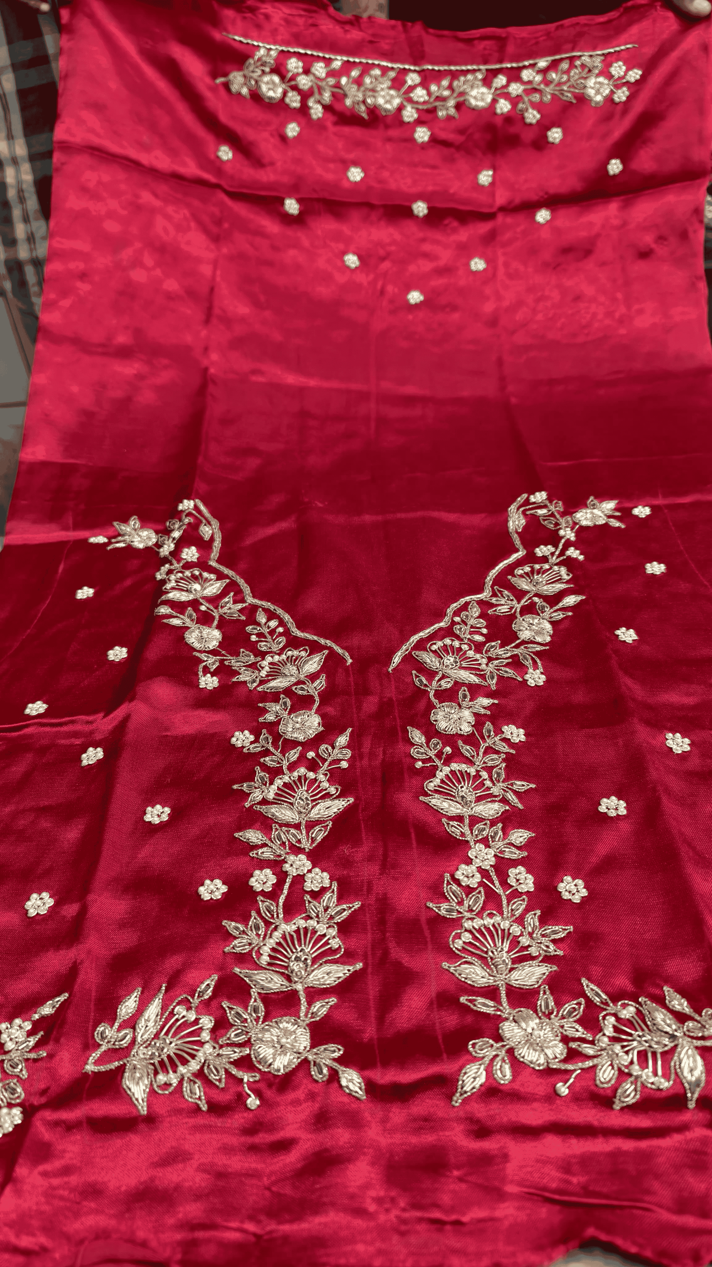 Pure Mashru Gaji Silk Blouse Piece with Pearl Jardoshi Work