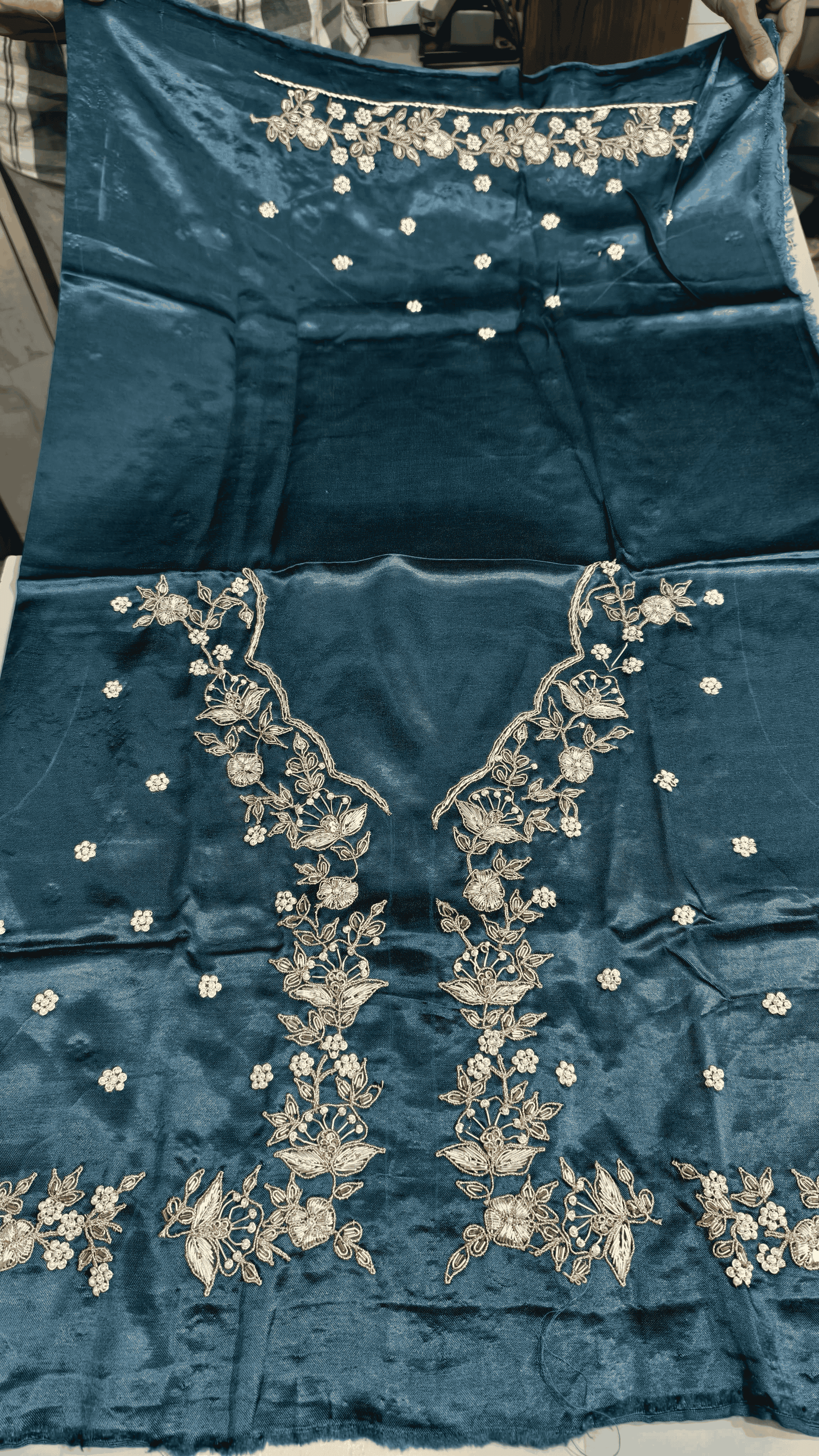 Pure Mashru Gaji Silk Blouse Piece with Pearl Jardoshi Work