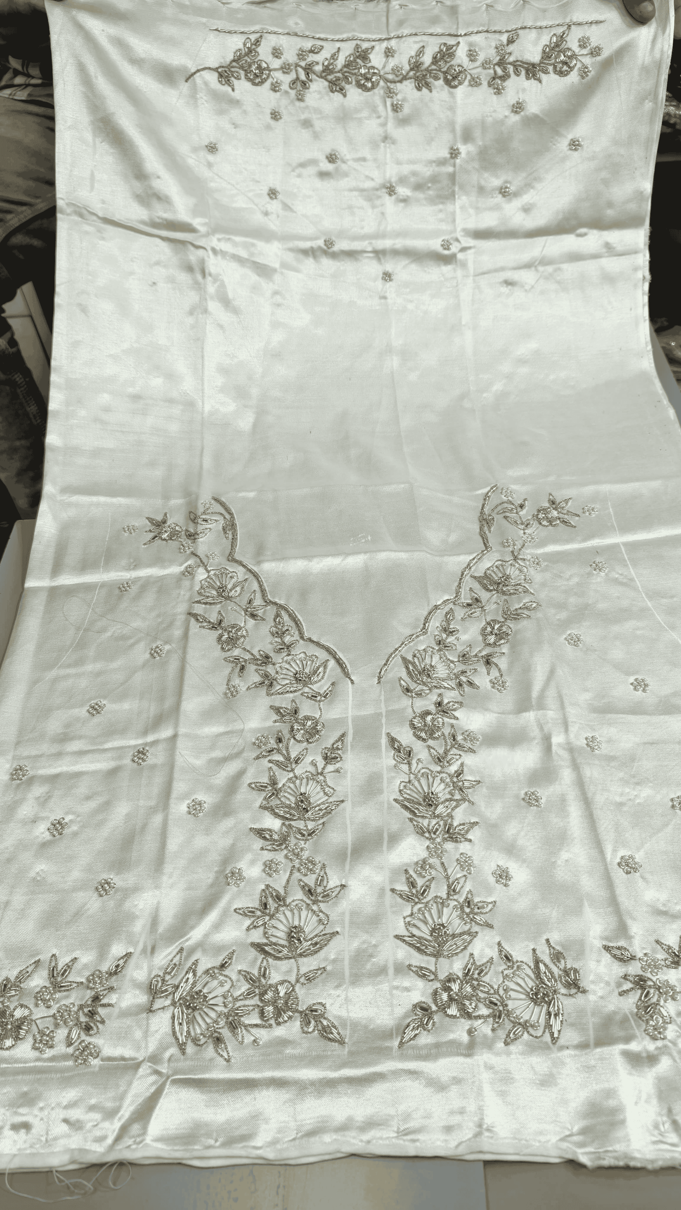 Pure Mashru Gaji Silk Blouse Piece with Pearl Jardoshi Work