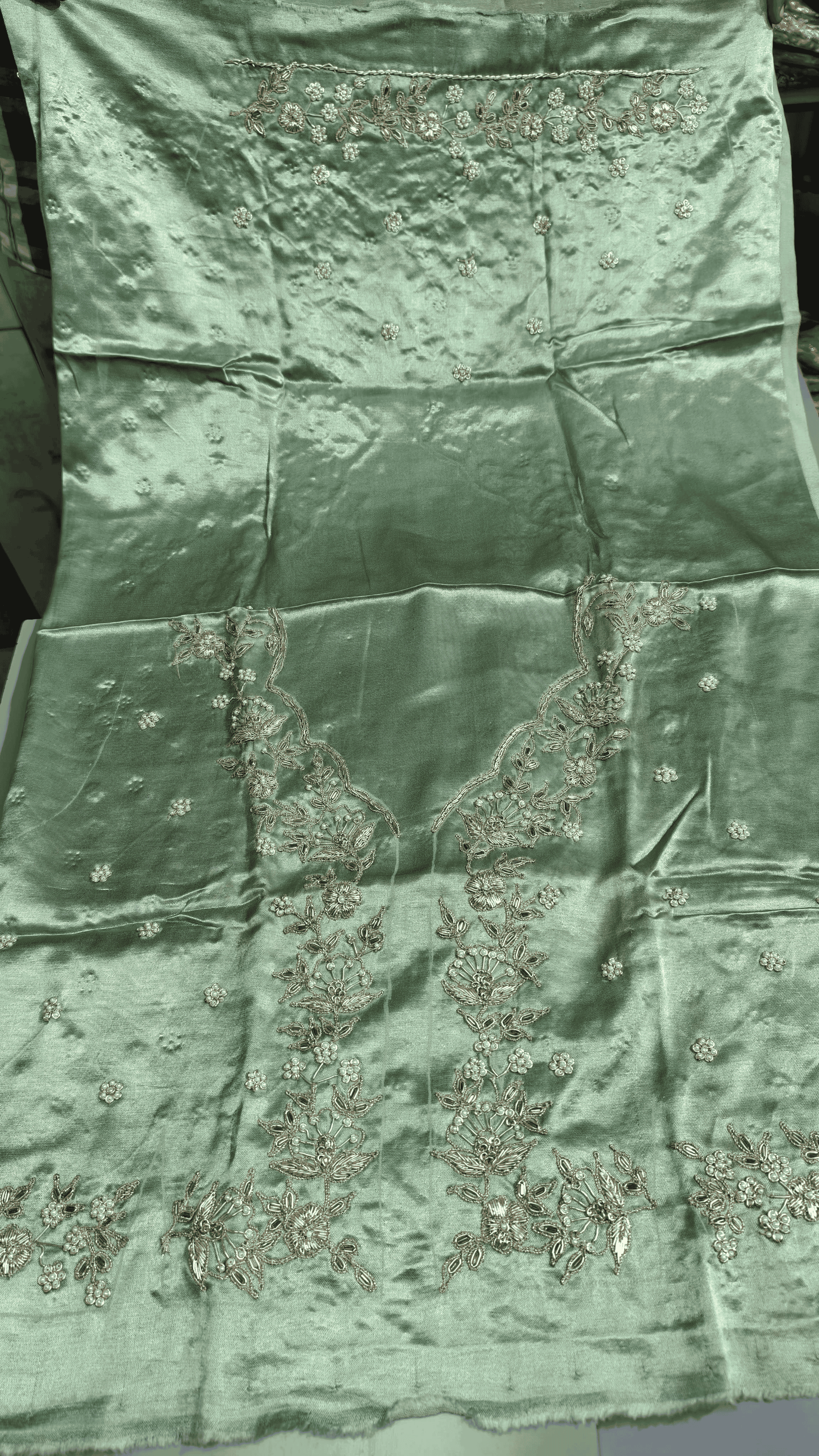 Pure Mashru Gaji Silk Blouse Piece with Pearl Jardoshi Work