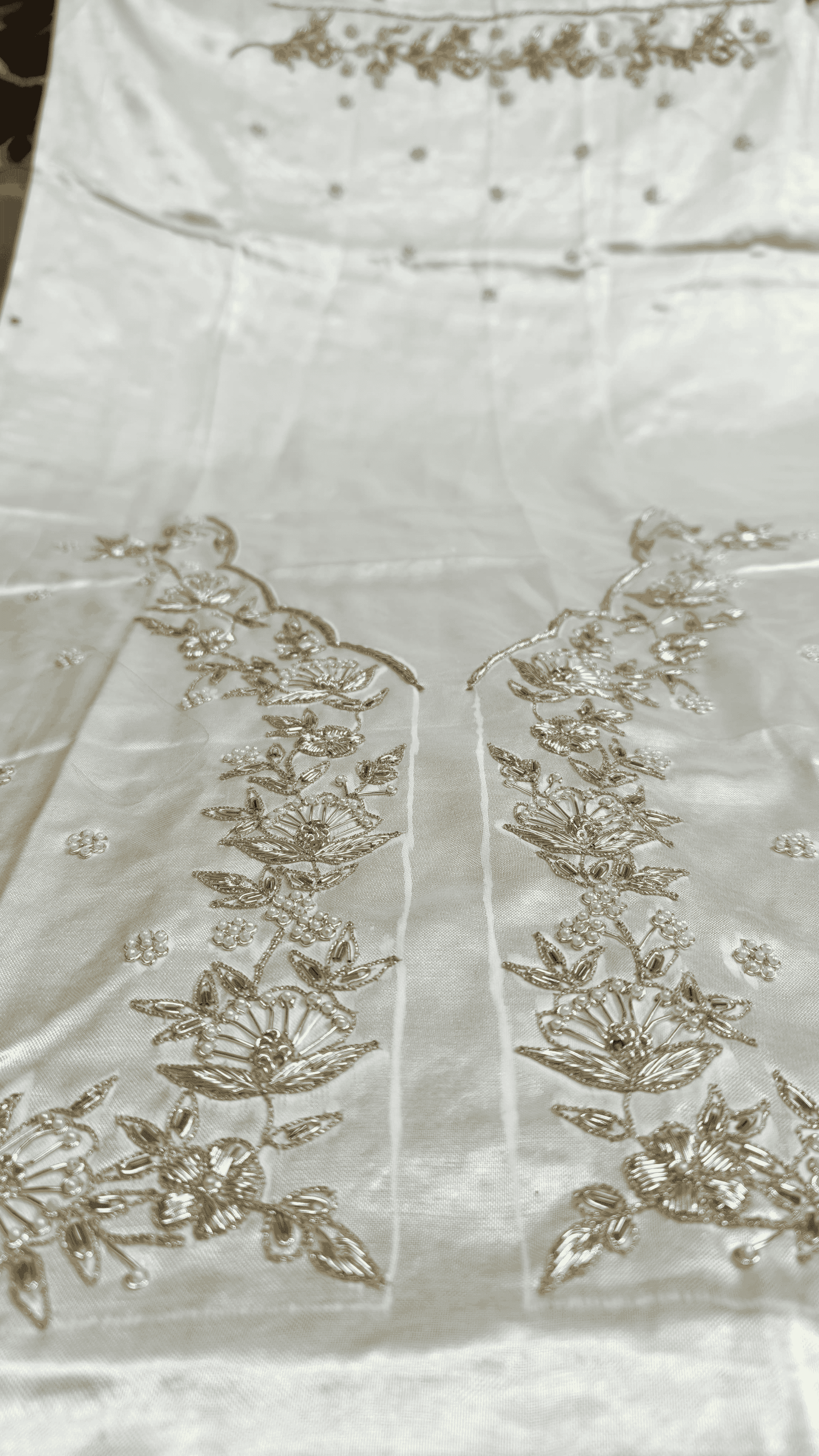 Pure Mashru Gaji Silk Blouse Piece with Pearl Jardoshi Work