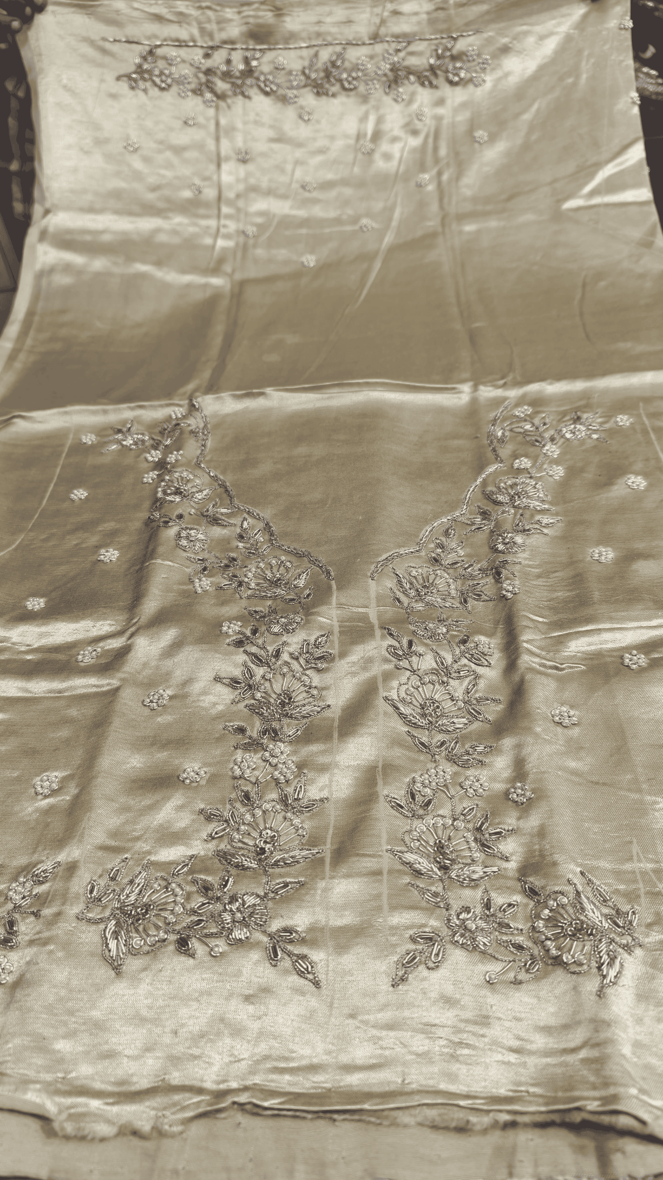 Pure Mashru Gaji Silk Blouse Piece with Pearl Jardoshi Work