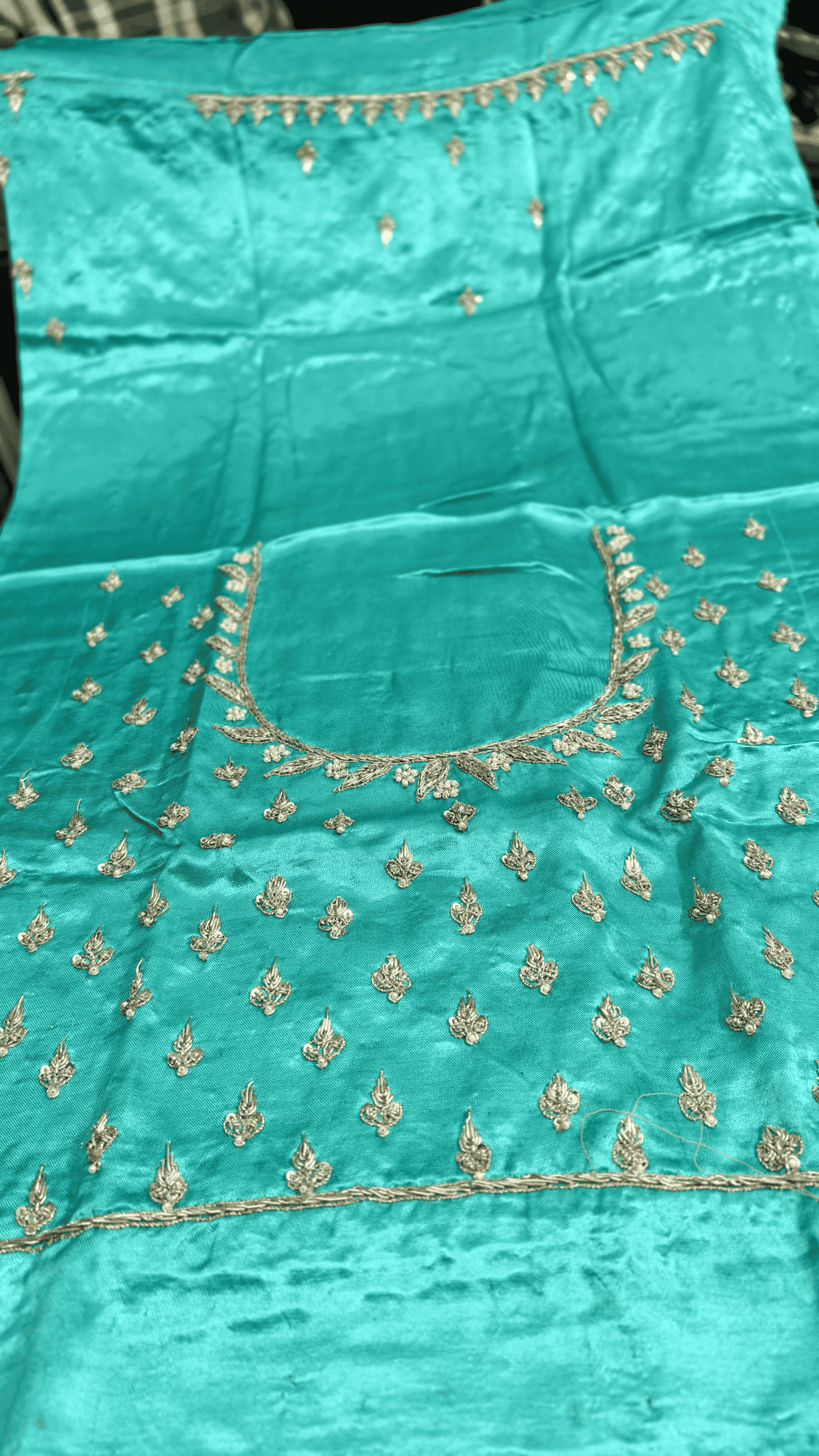 Pure Mashru Gaji Silk Blouse Piece with Pearl Jardoshi Work