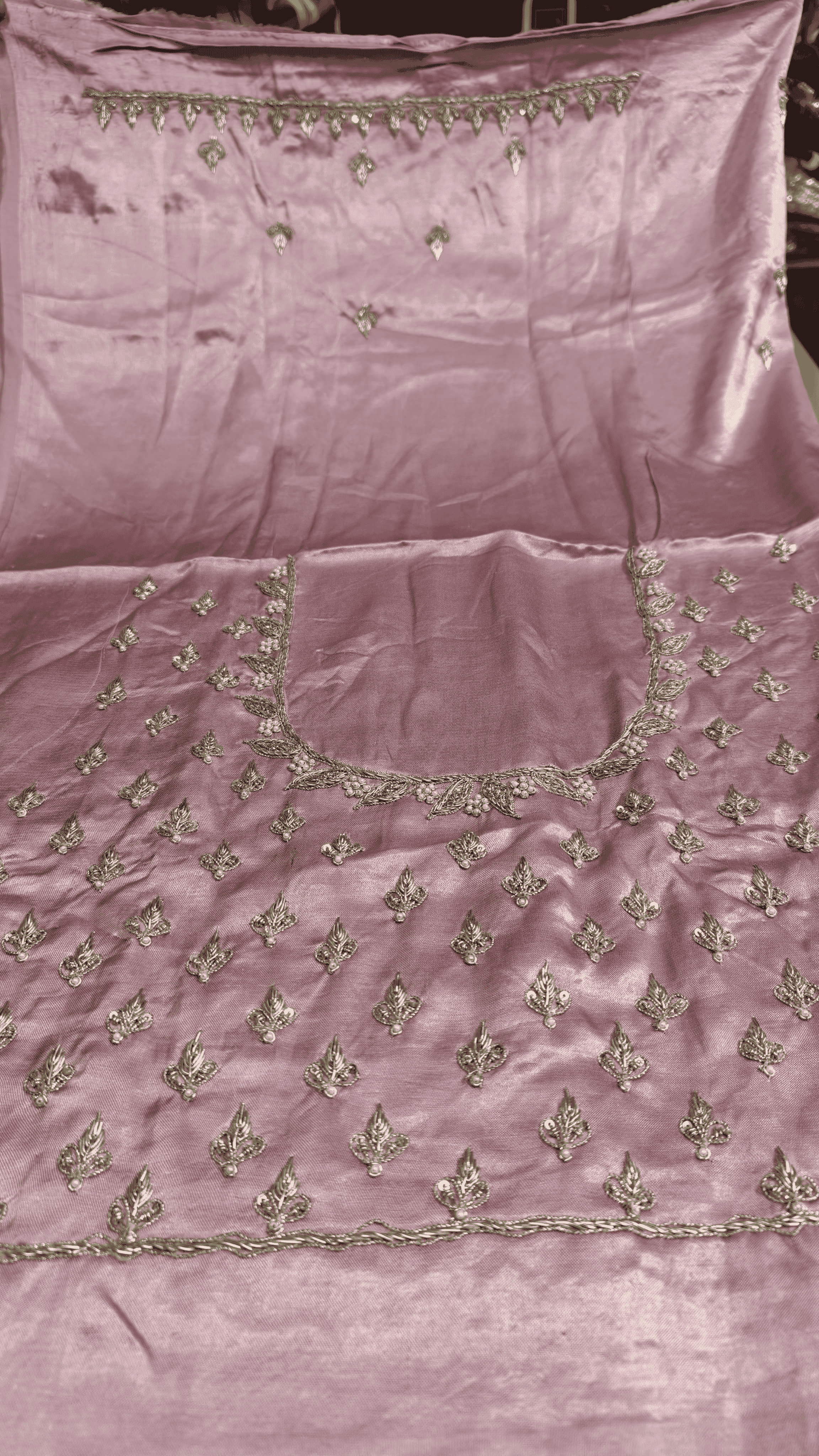 Pure Mashru Gaji Silk Blouse Piece with Pearl Jardoshi Work