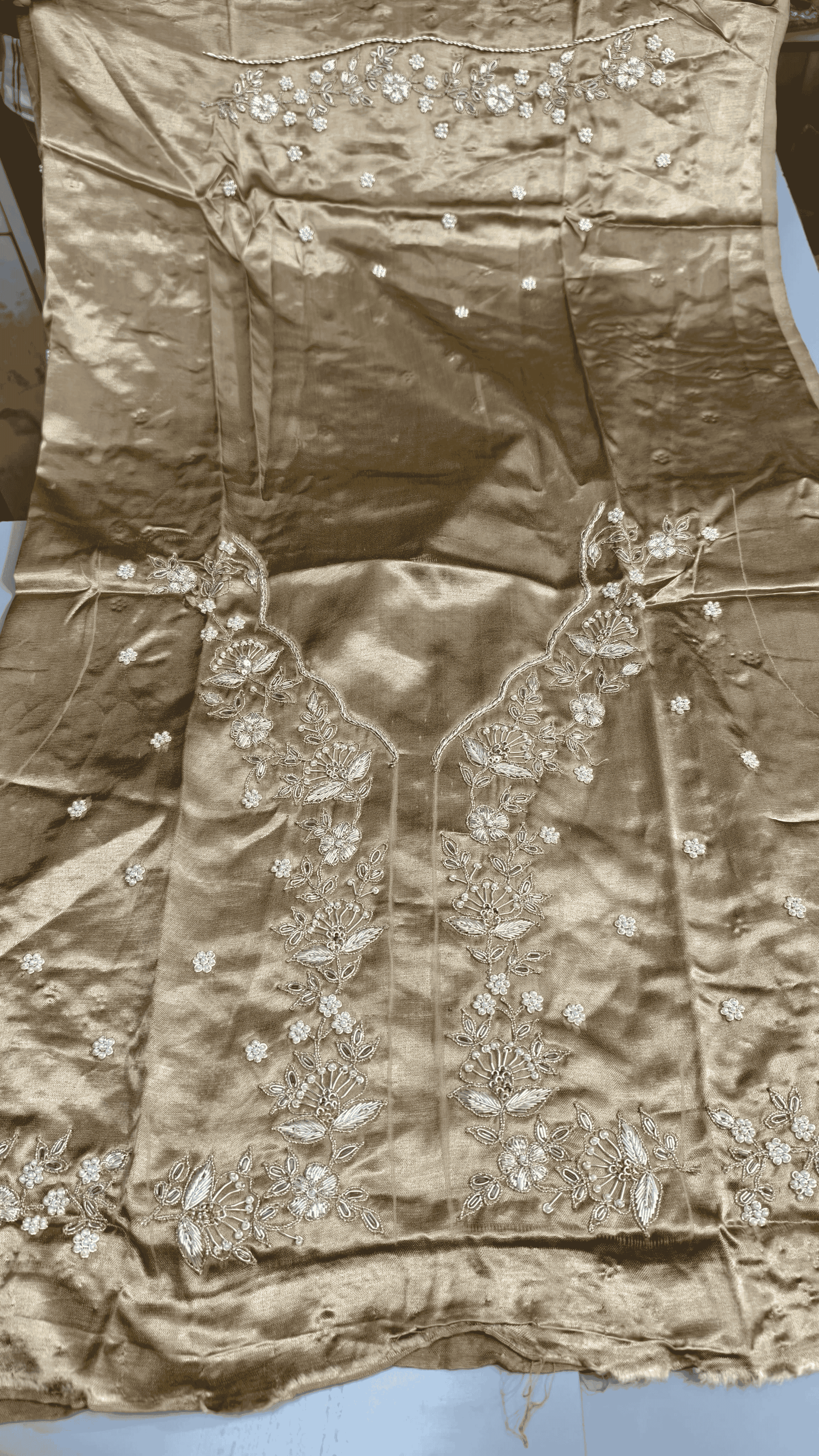 Pure Mashru Gaji Silk Blouse Piece with Pearl Jardoshi Work