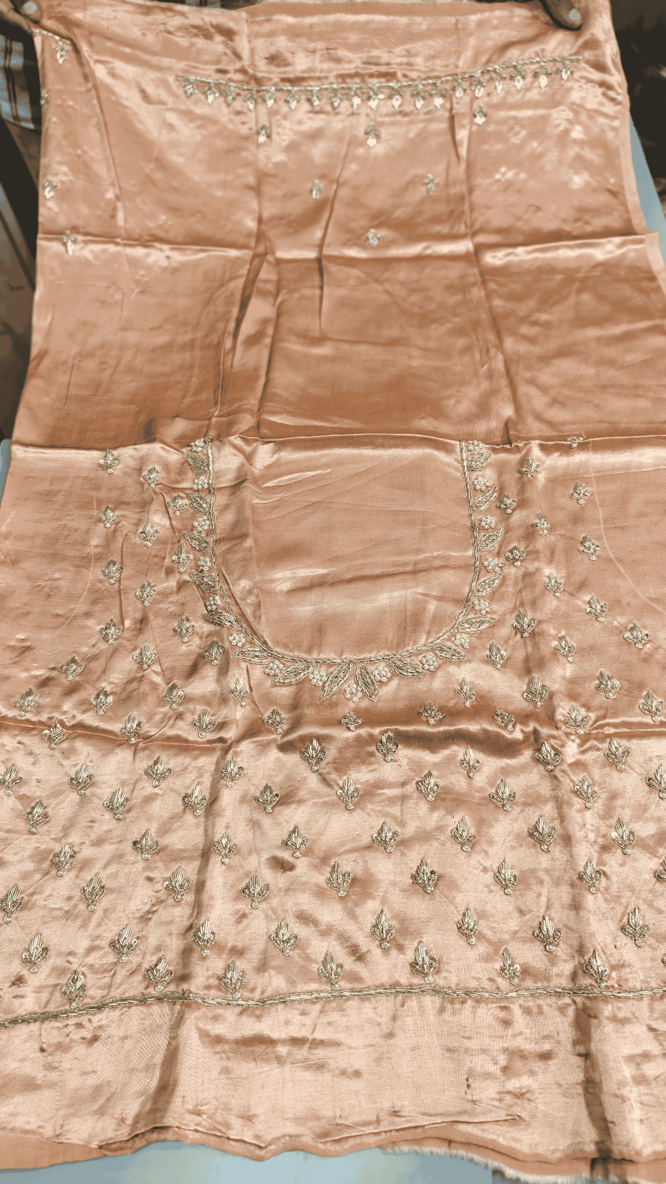 Pure Mashru Gaji Silk Blouse Piece with Pearl Jardoshi Work