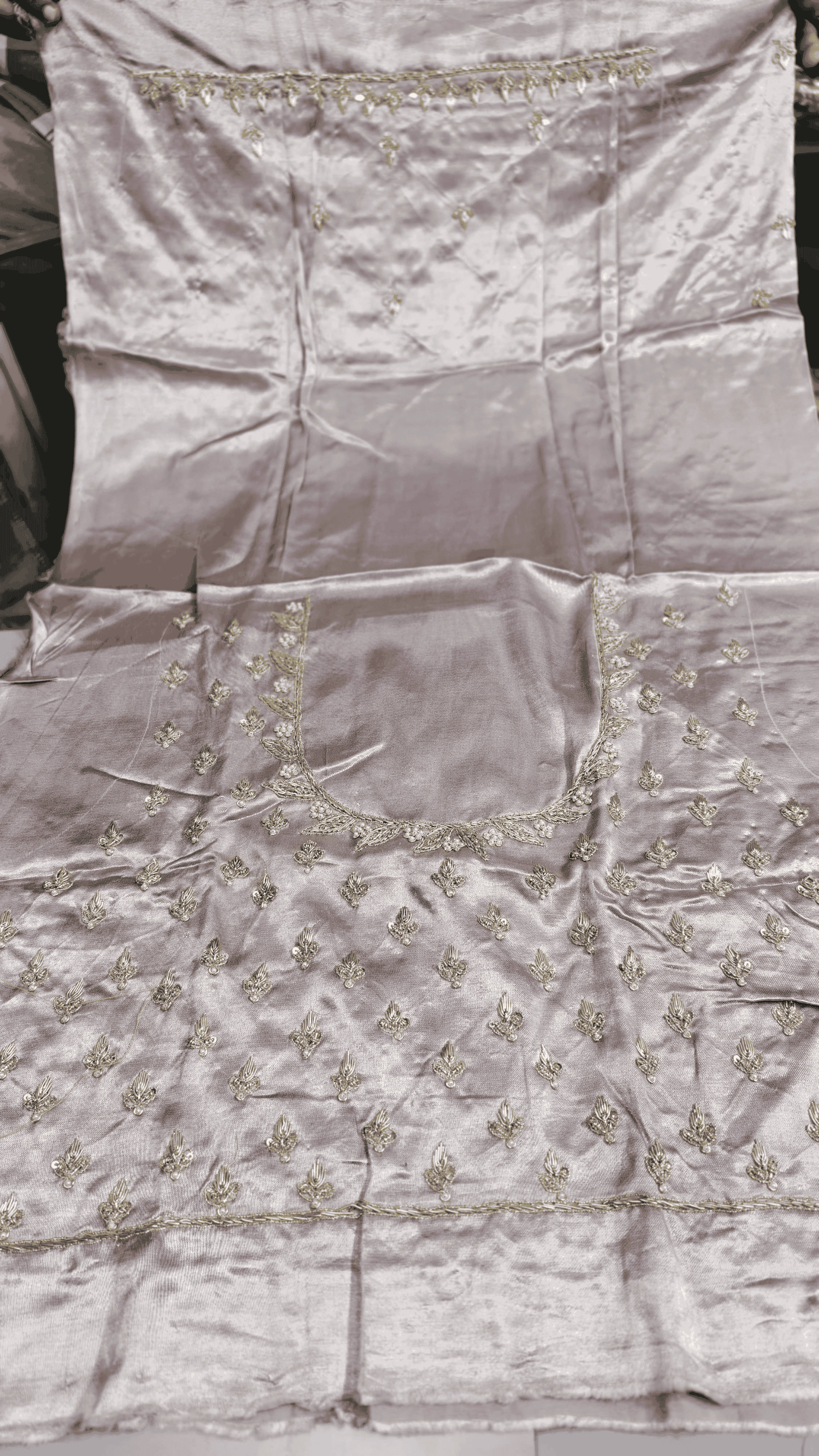 Pure Mashru Gaji Silk Blouse Piece with Pearl Jardoshi Work