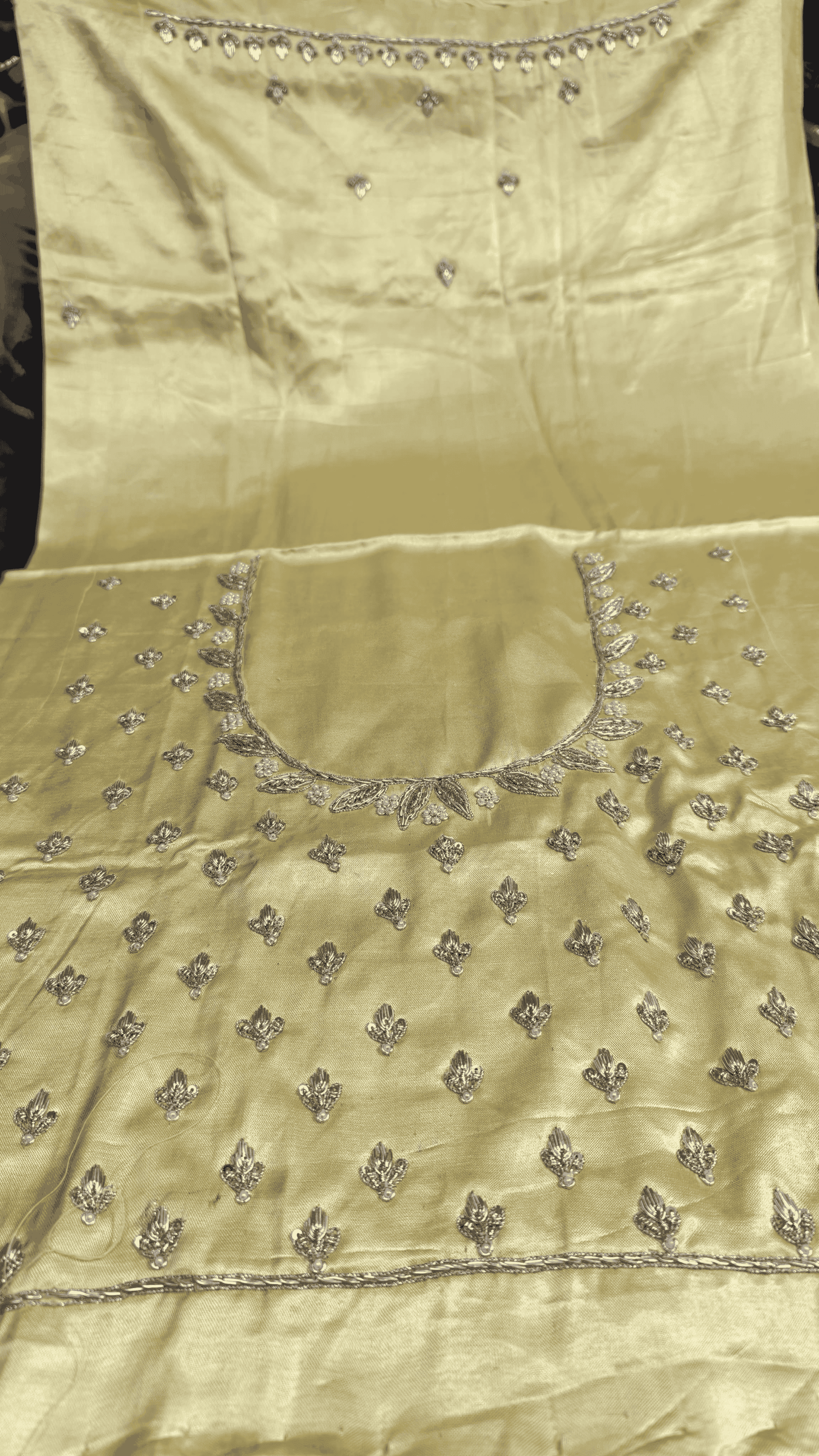 Pure Mashru Gaji Silk Blouse Piece with Pearl Jardoshi Work