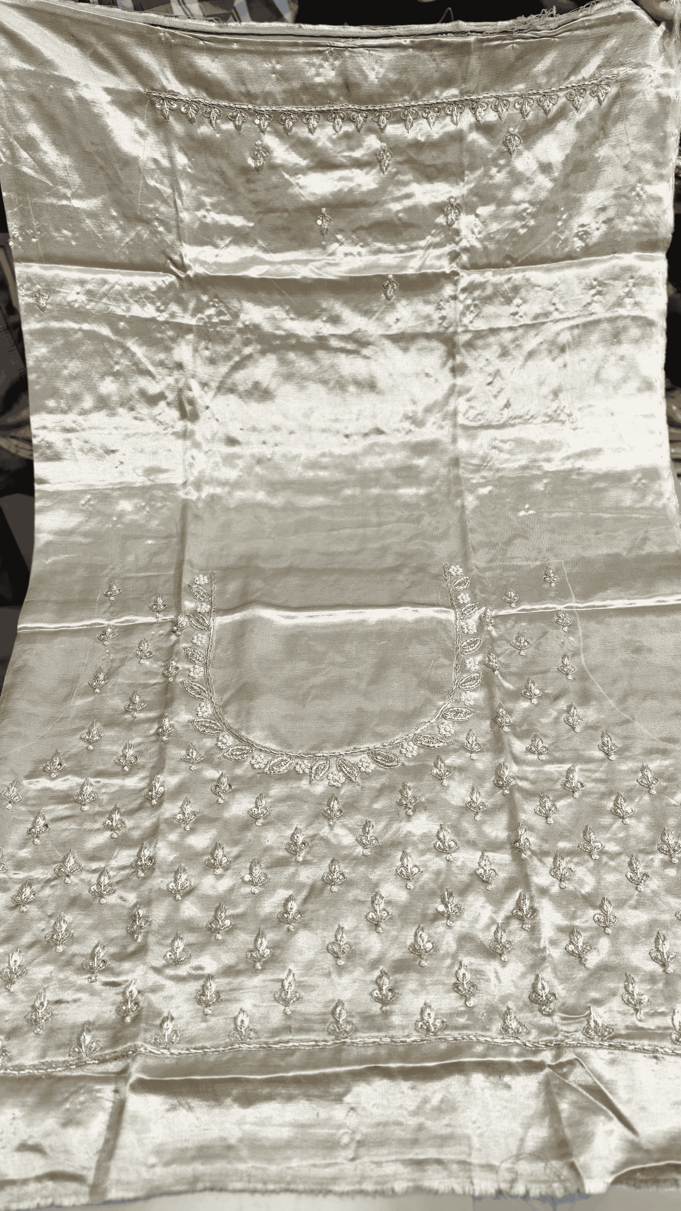 Pure Mashru Gaji Silk Blouse Piece with Pearl Jardoshi Work