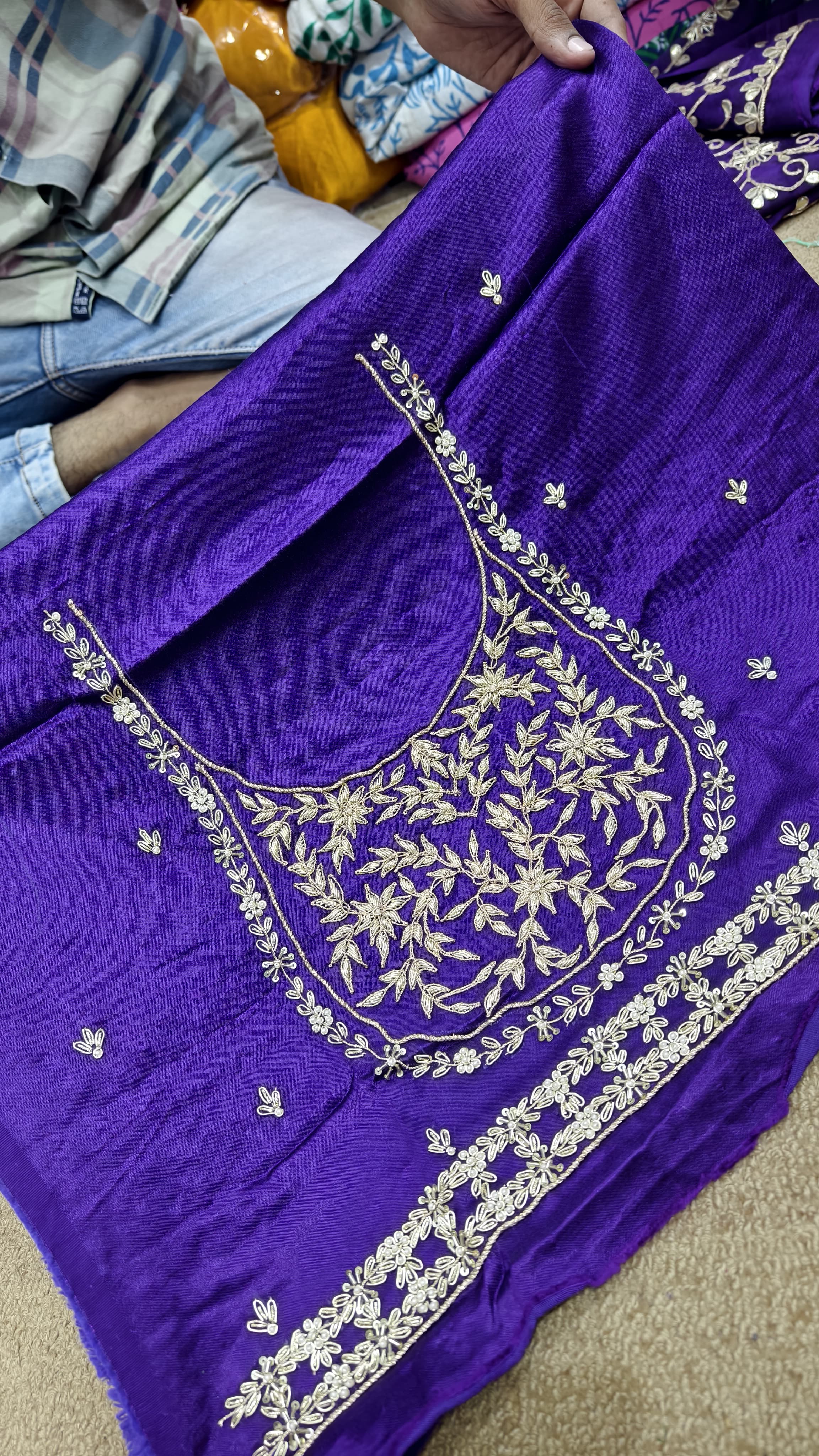 Pure Mashru Gaji Silk Blouse Piece with Pearl Jardoshi Work