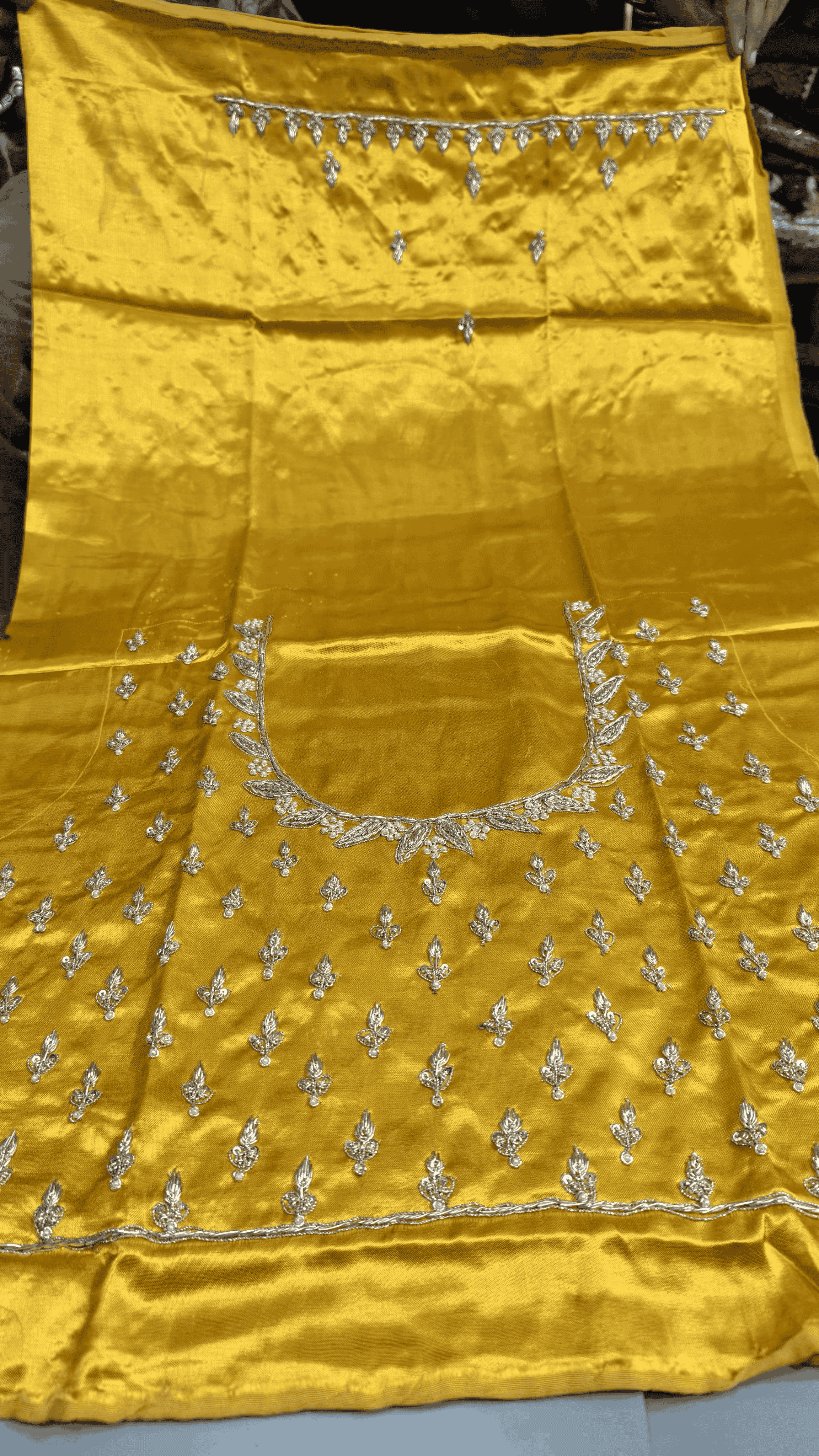 Pure Mashru Gaji Silk Blouse Piece with Pearl Jardoshi Work