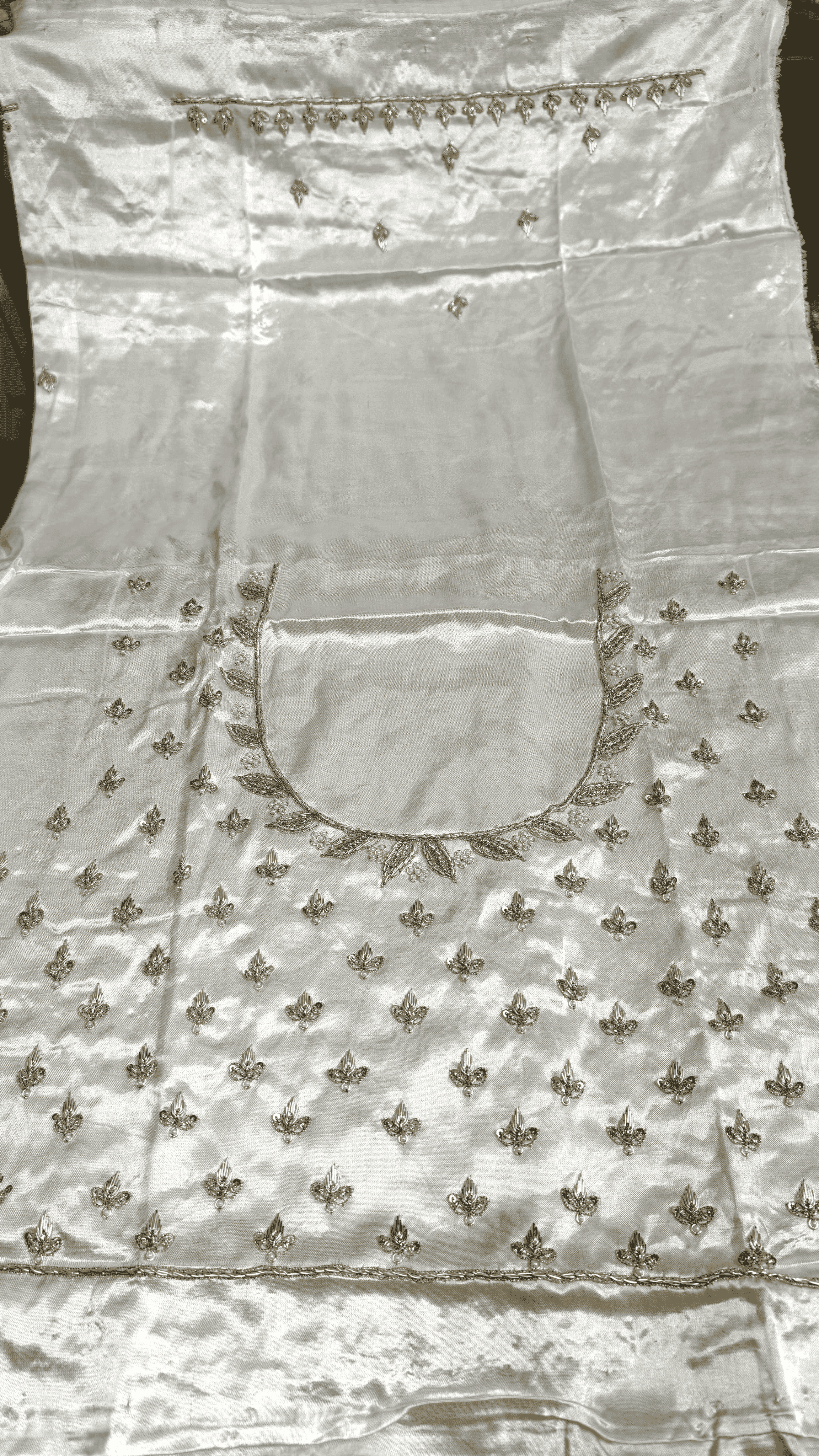 Pure Mashru Gaji Silk Blouse Piece with Pearl Jardoshi Work