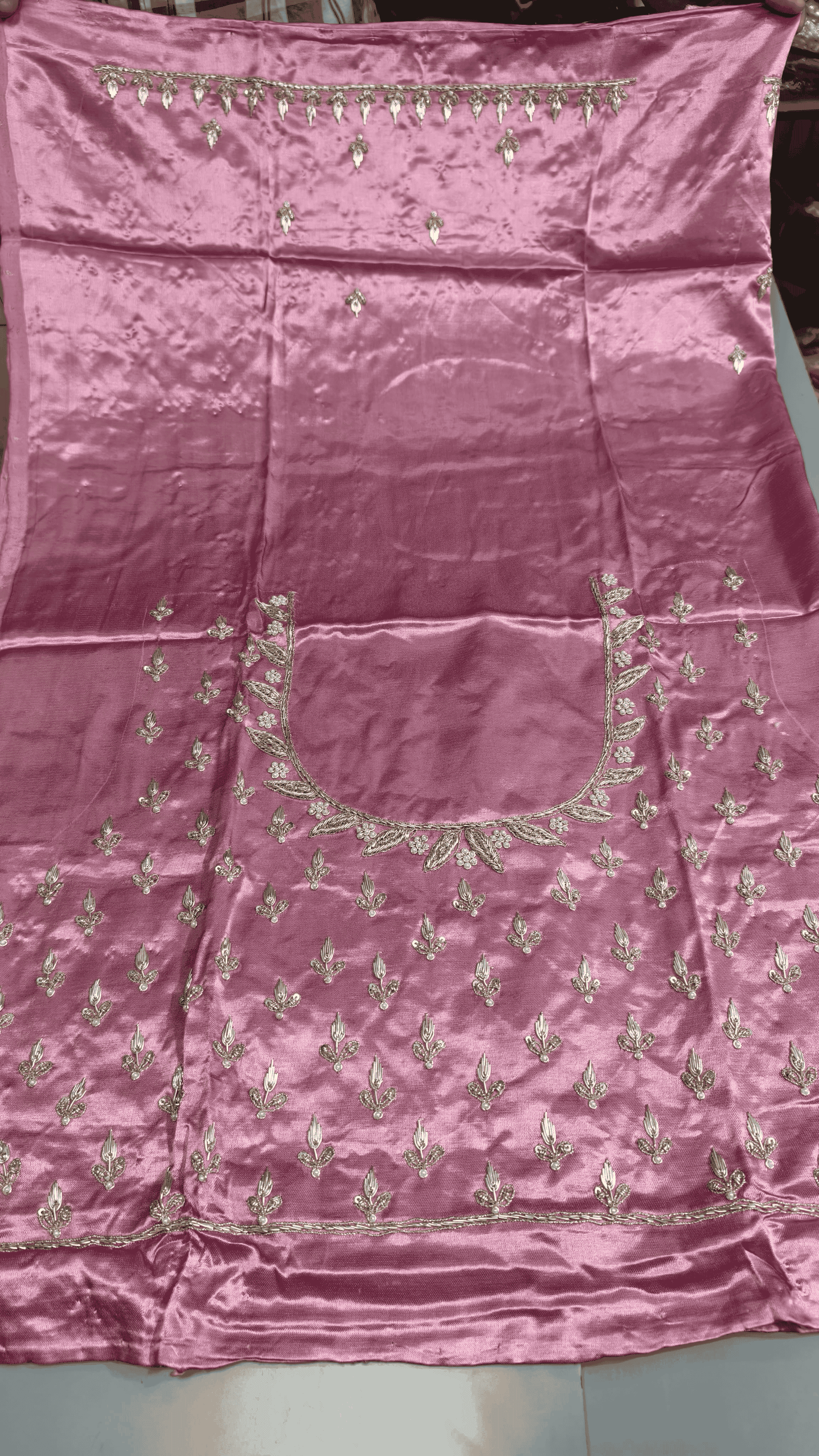 Pure Mashru Gaji Silk Blouse Piece with Pearl Jardoshi Work