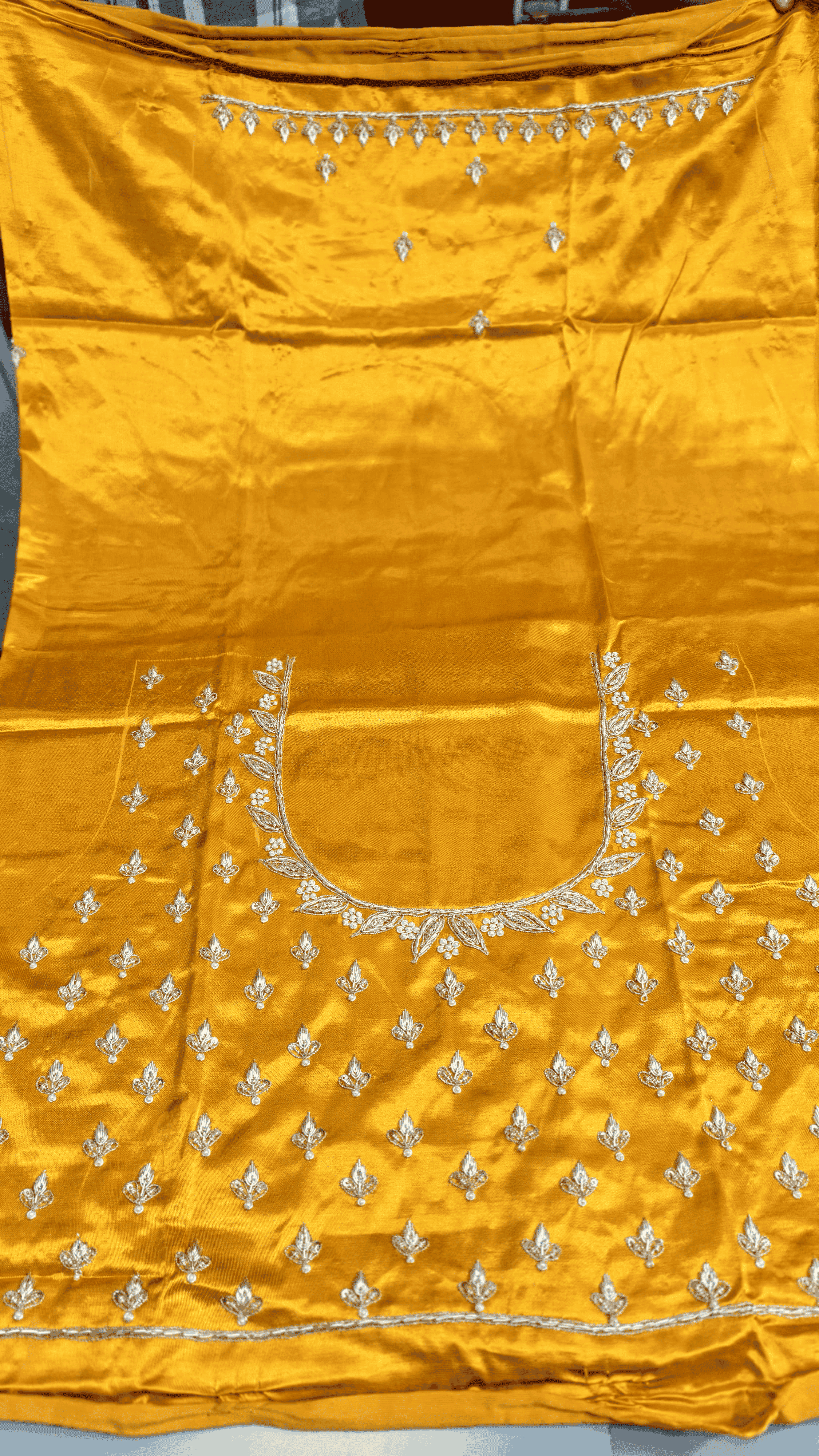 Pure Mashru Gaji Silk Blouse Piece with Pearl Jardoshi Work