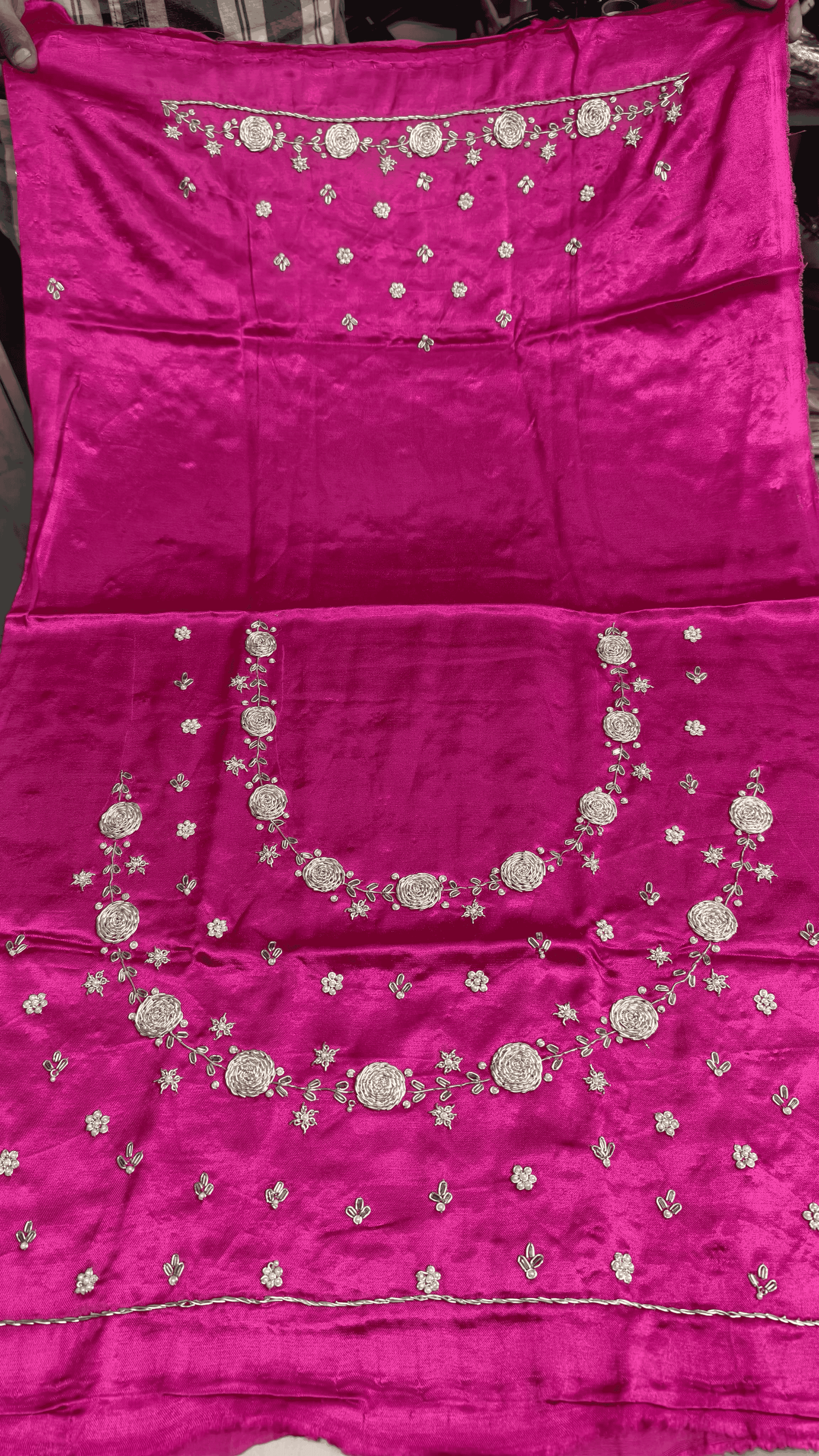 Pure Mashru Gaji Silk Blouse Piece with Pearl Jardoshi Work