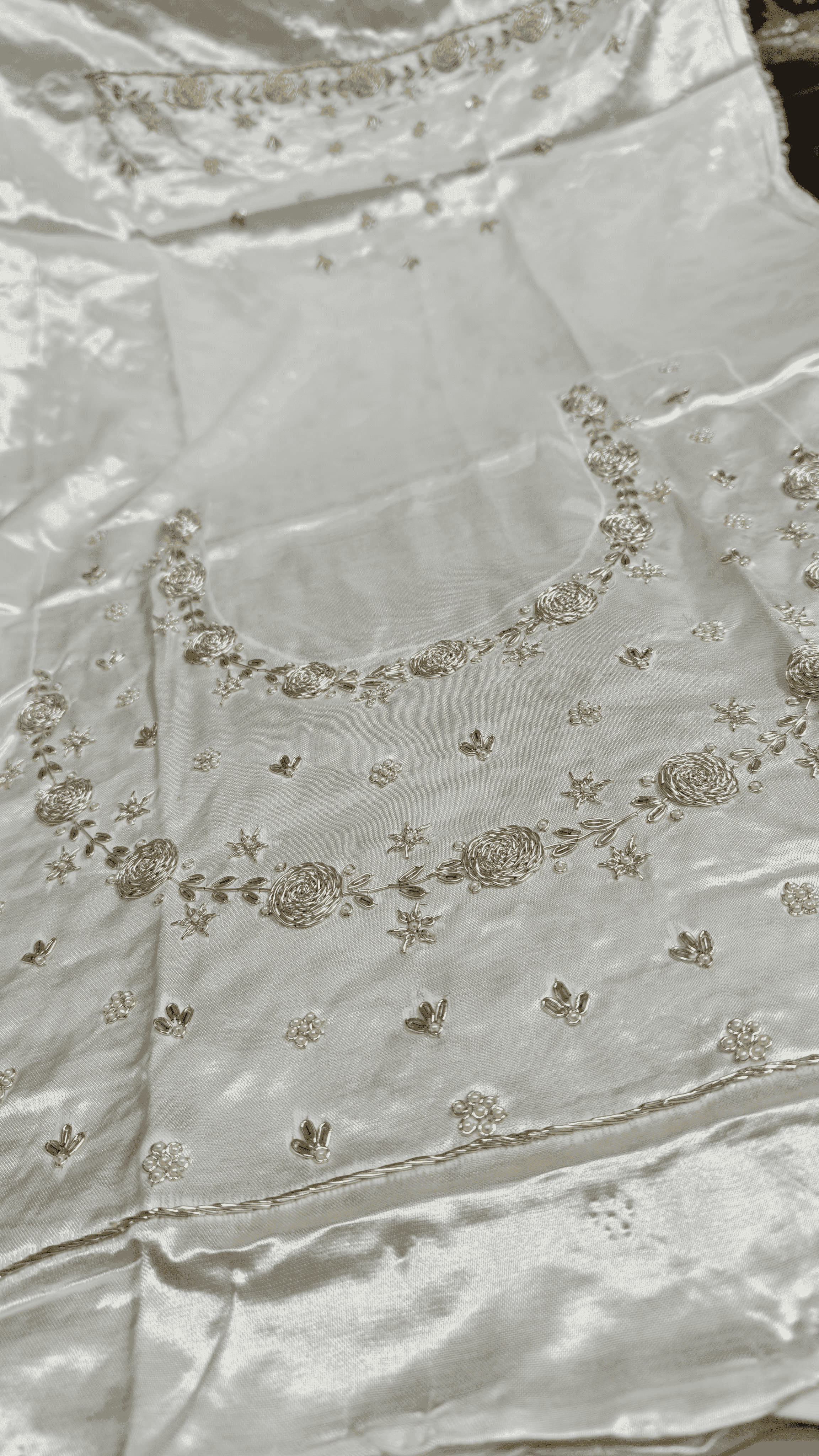 Pure Mashru Gaji Silk Blouse Piece with Pearl Jardoshi Work
