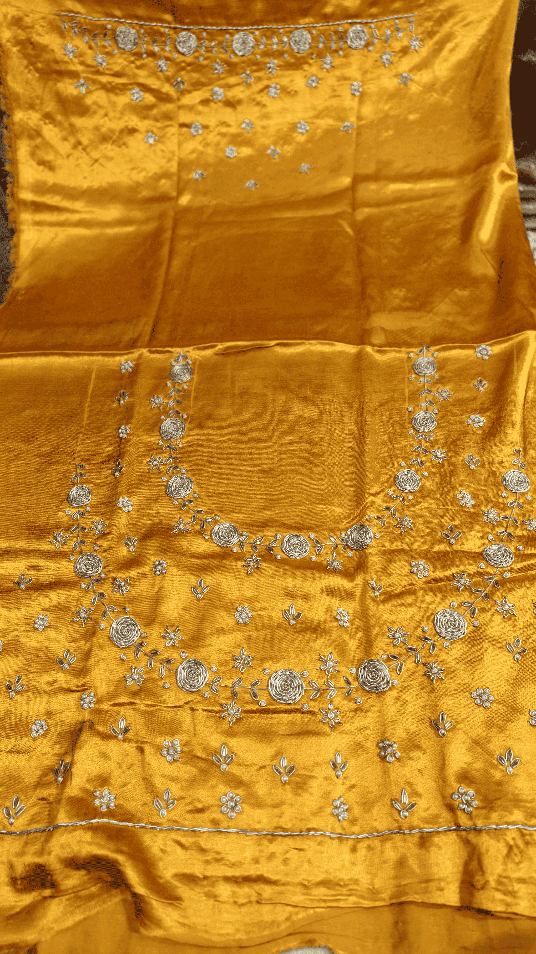 Pure Mashru Gaji Silk Blouse Piece with Pearl Jardoshi Work