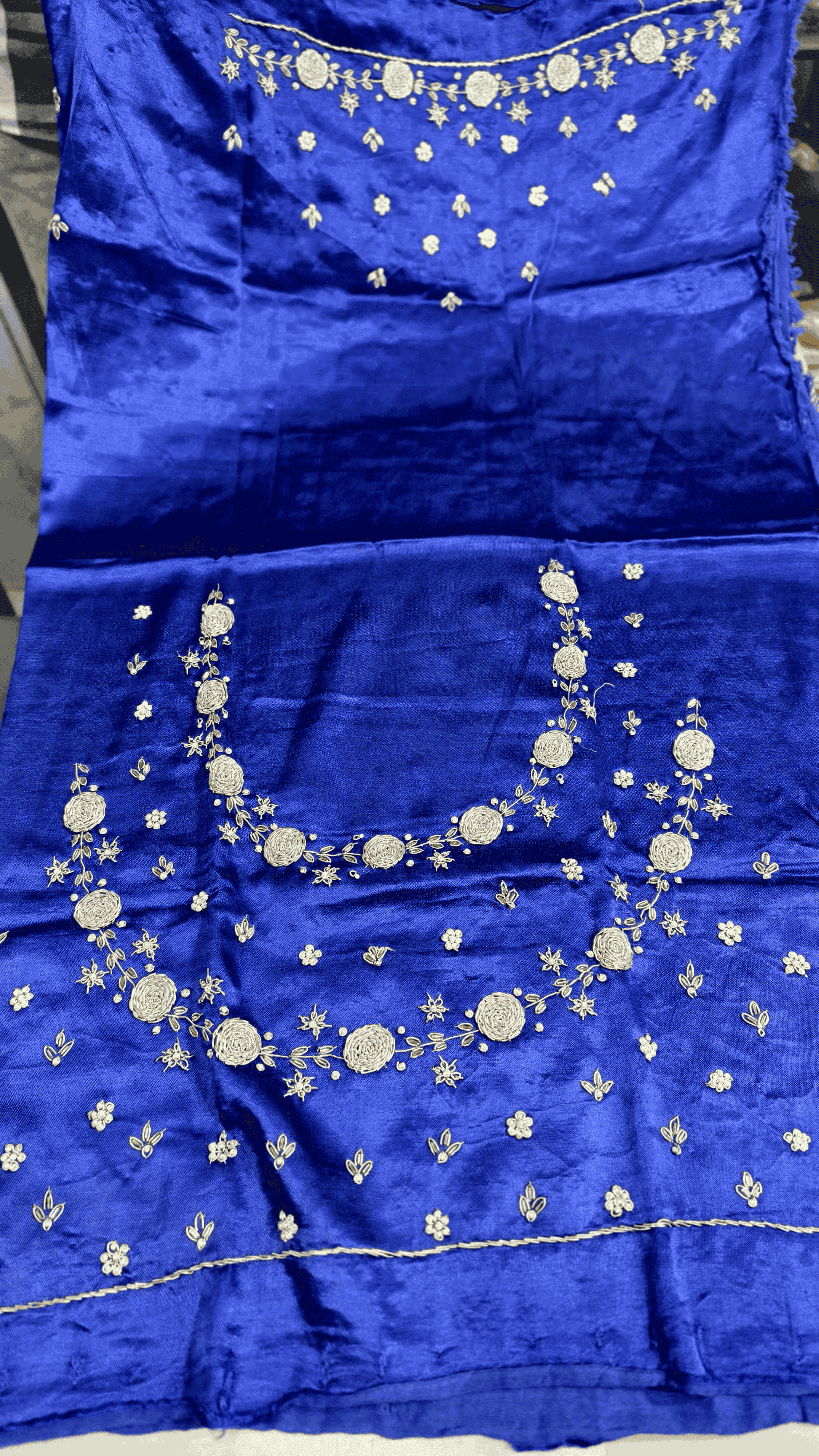 Pure Mashru Gaji Silk Blouse Piece with Pearl Jardoshi Work