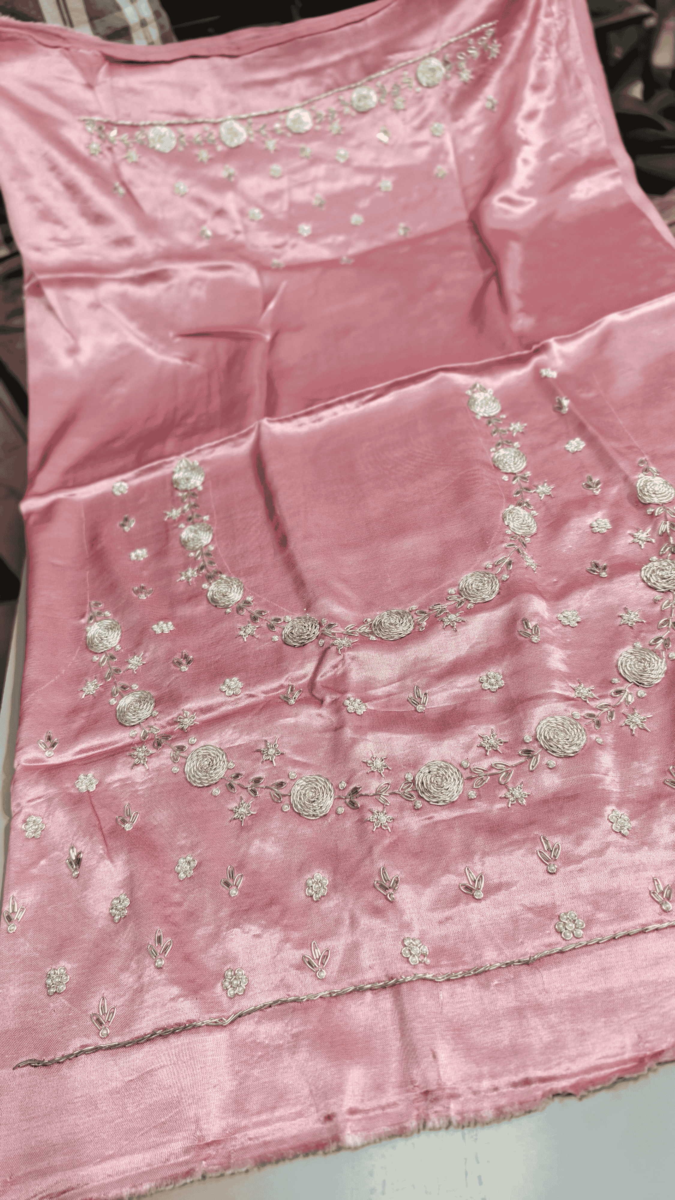 Pure Mashru Gaji Silk Blouse Piece with Pearl Jardoshi Work