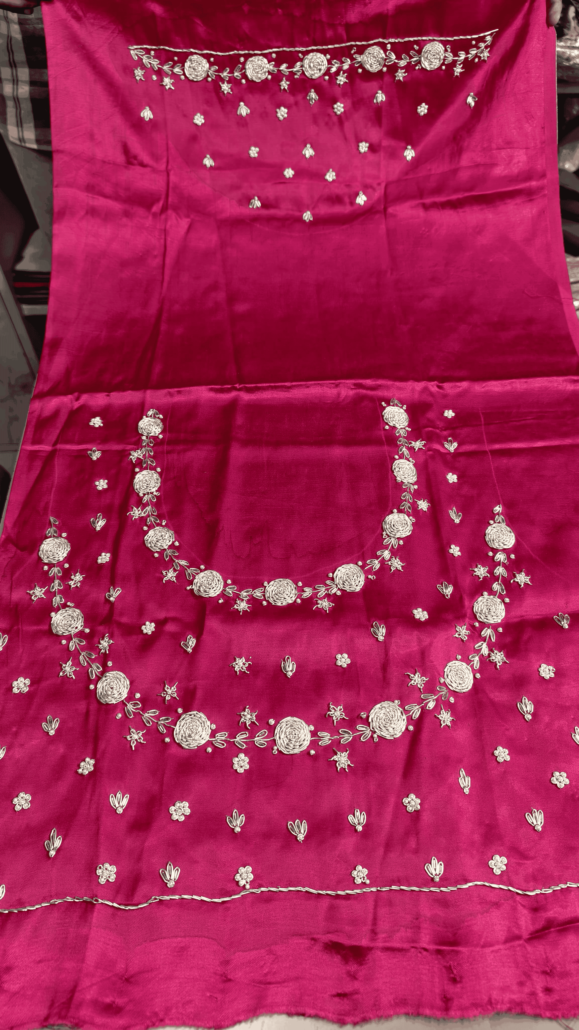 Pure Mashru Gaji Silk Blouse Piece with Pearl Jardoshi Work
