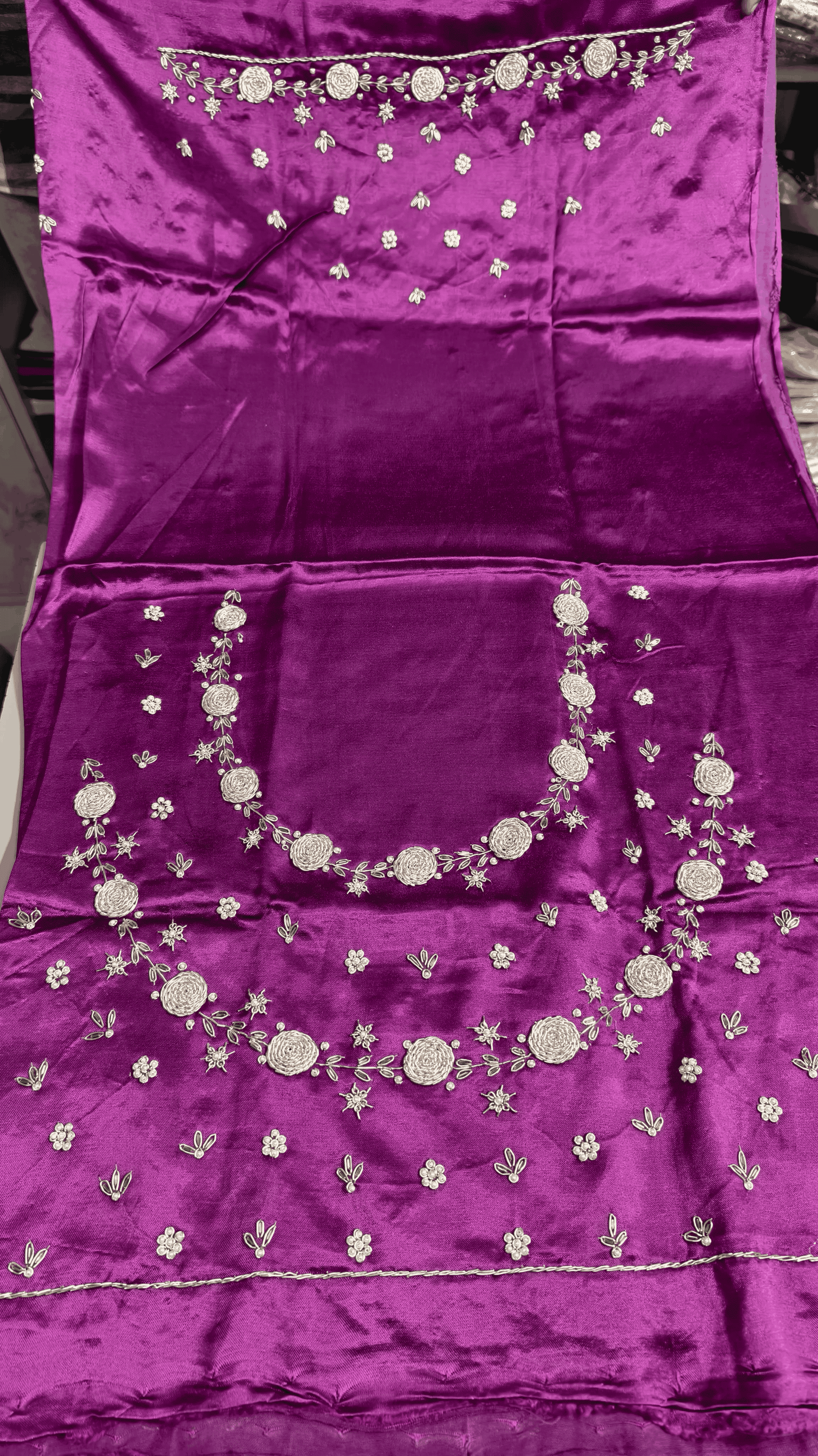 Pure Mashru Gaji Silk Blouse Piece with Pearl Jardoshi Work