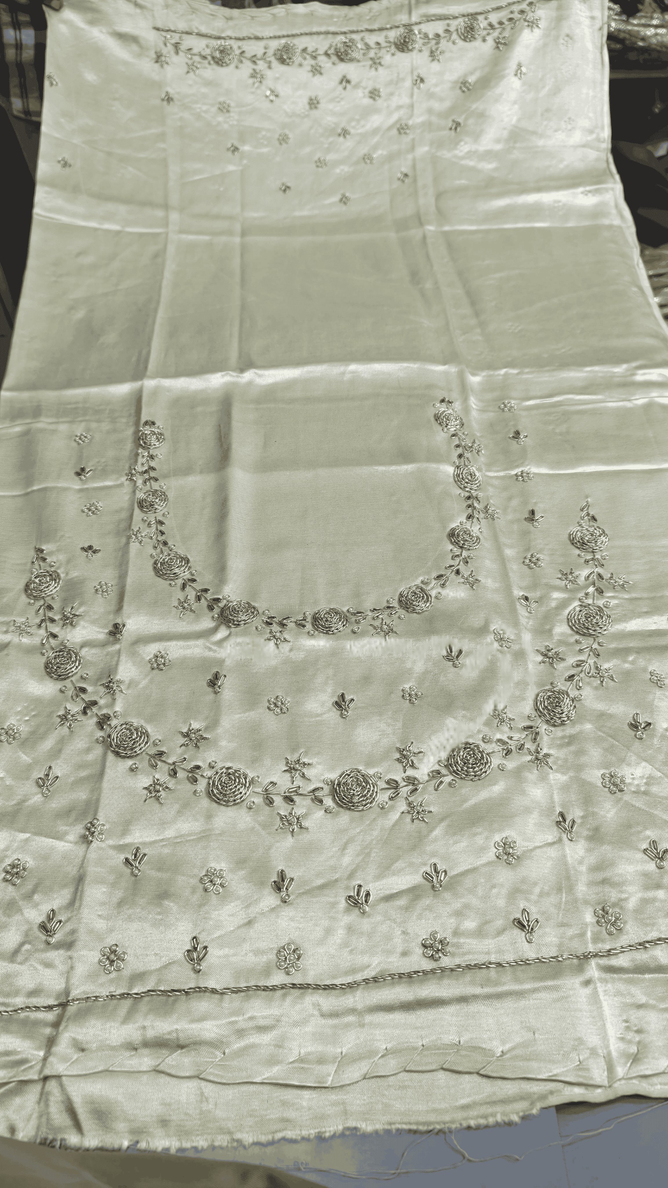 Pure Mashru Gaji Silk Blouse Piece with Pearl Jardoshi Work