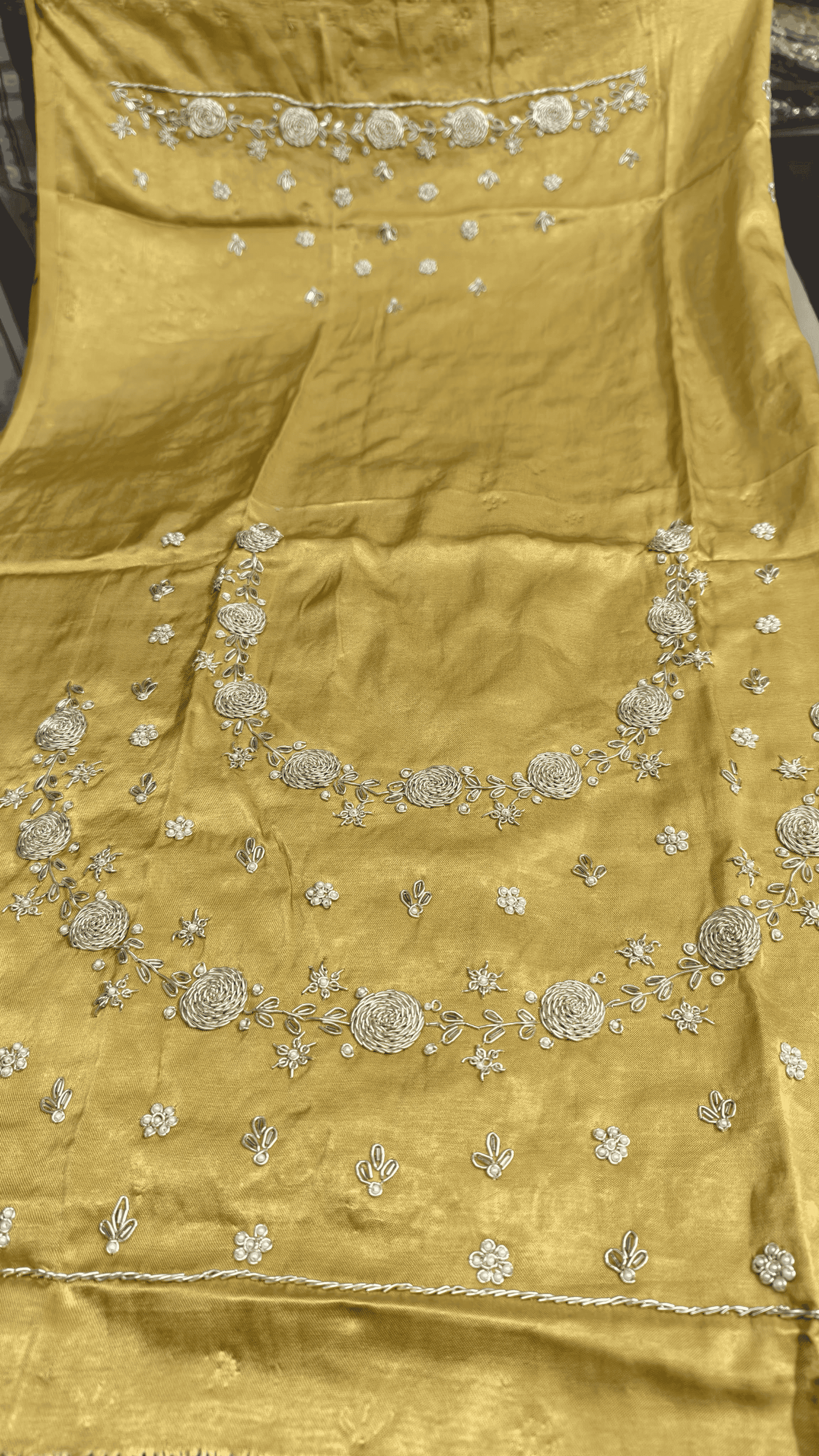 Pure Mashru Gaji Silk Blouse Piece with Pearl Jardoshi Work