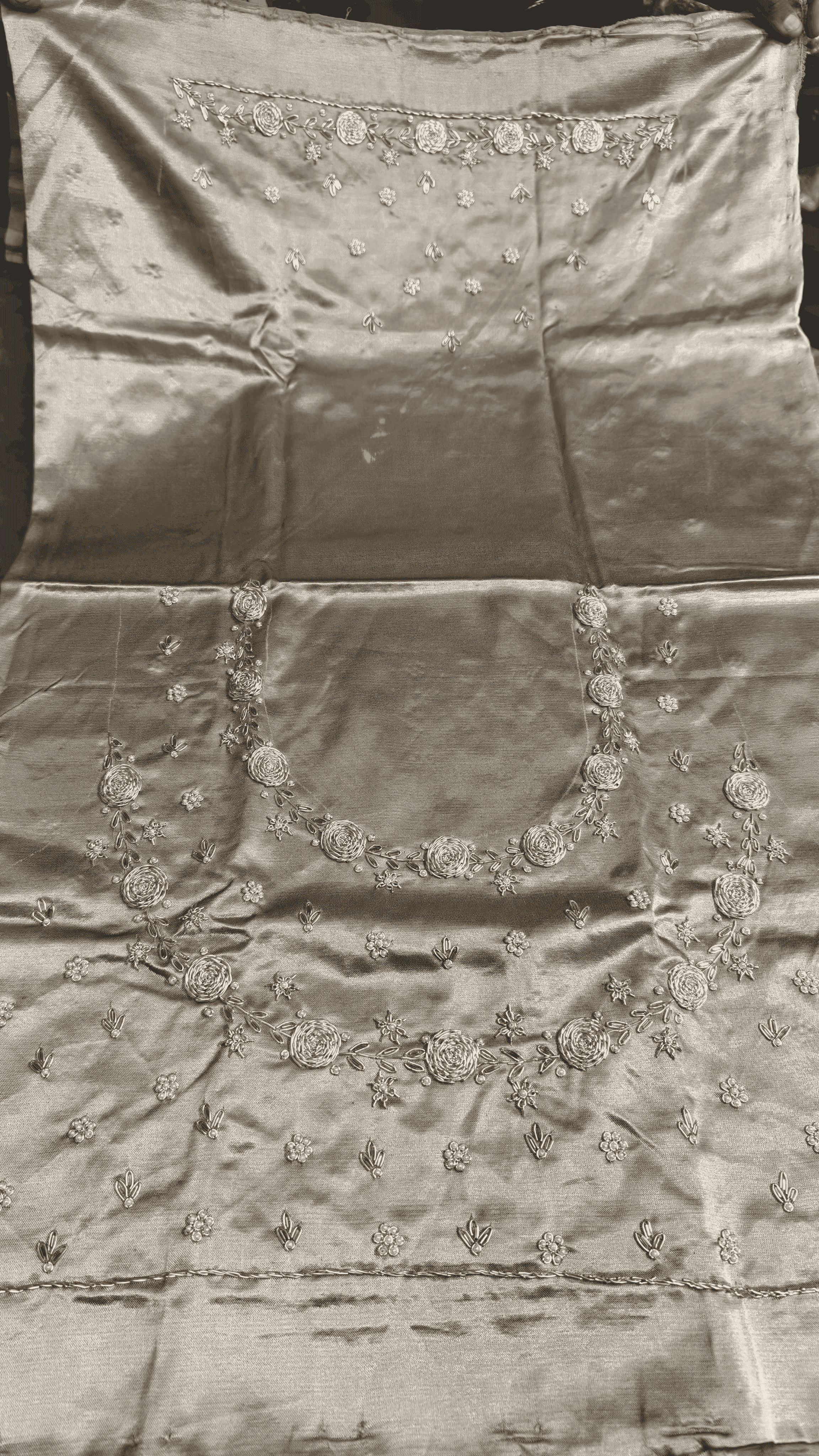 Pure Mashru Gaji Silk Blouse Piece with Pearl Jardoshi Work