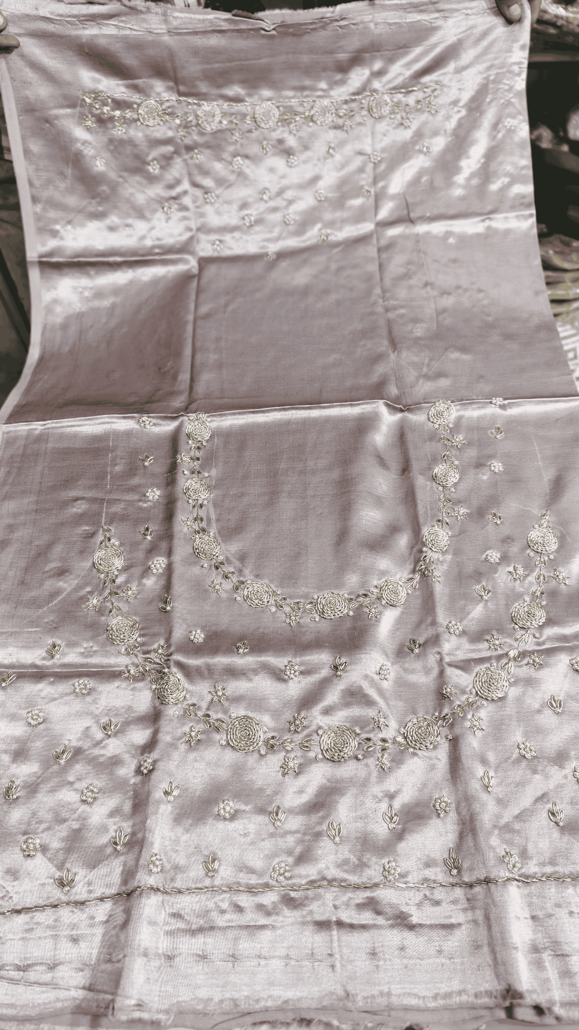 Pure Mashru Gaji Silk Blouse Piece with Pearl Jardoshi Work