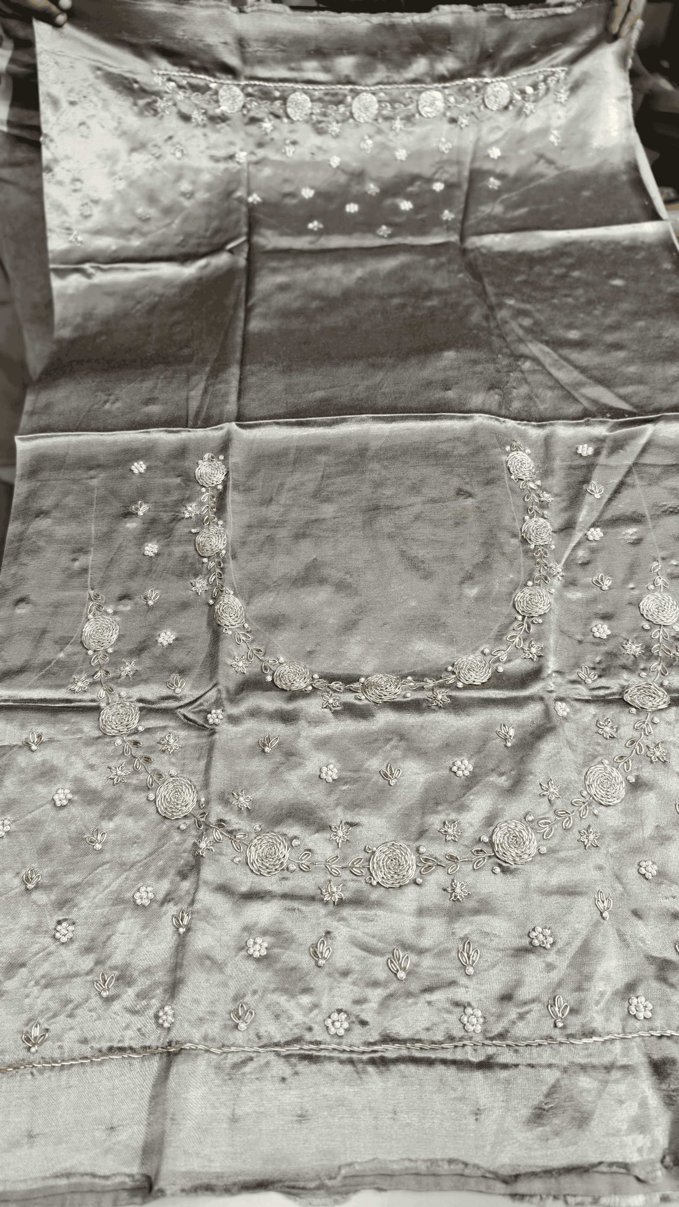 Pure Mashru Gaji Silk Blouse Piece with Pearl Jardoshi Work