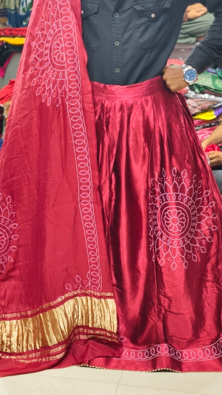 Pure Mashru Gaji Silk Digital Print Ghagra Set