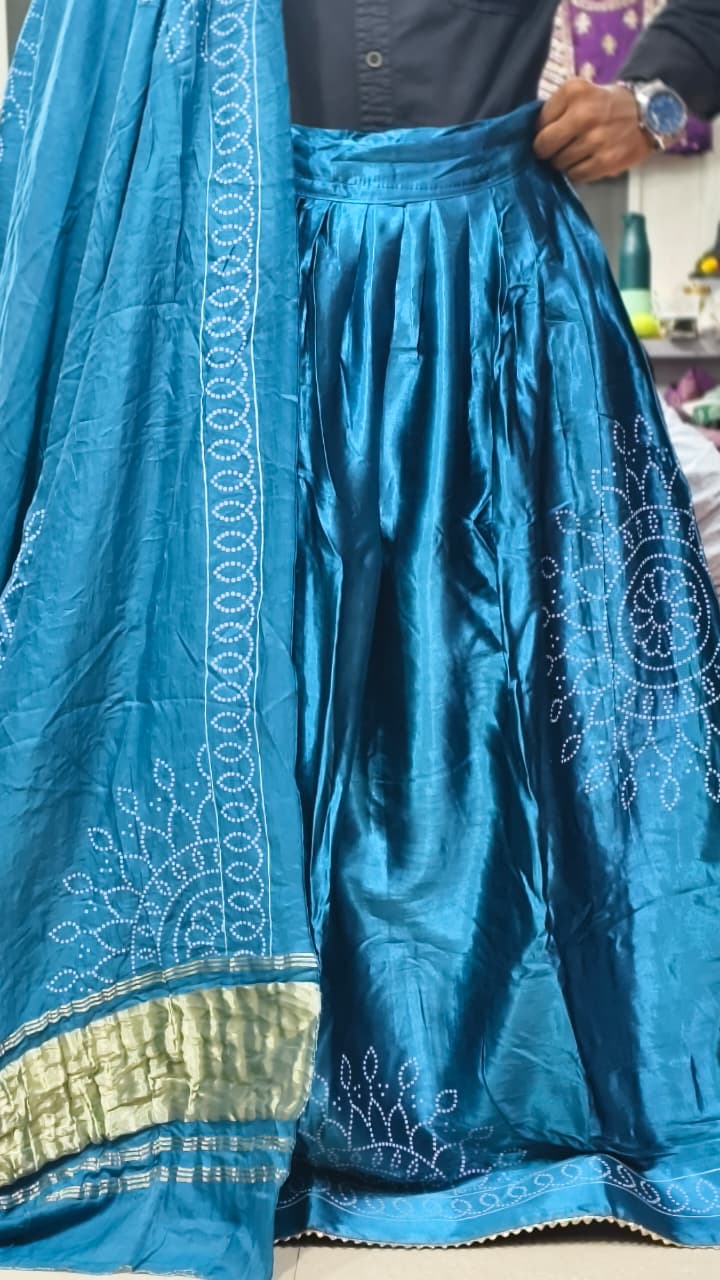 Pure Mashru Gaji Silk Digital Print Ghagra Set