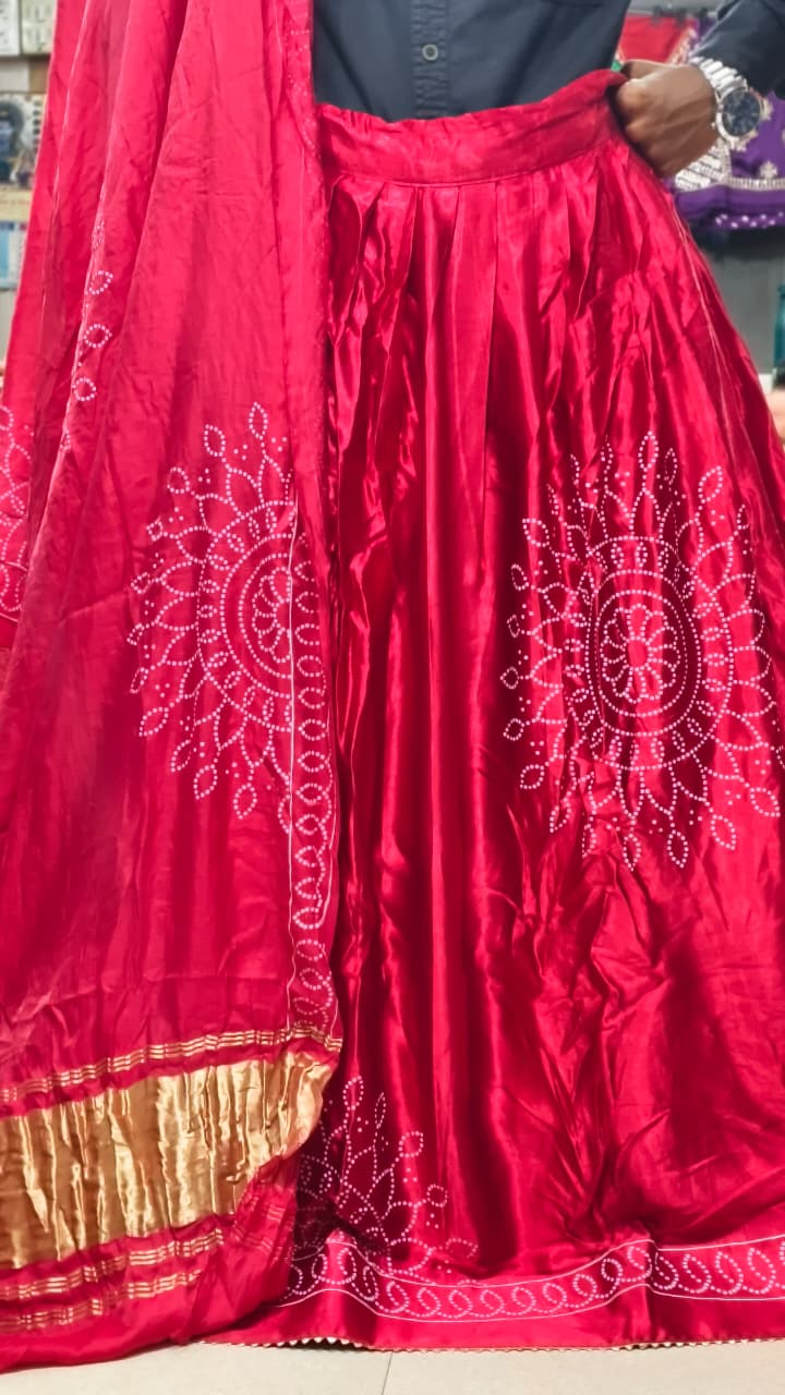 Pure Mashru Gaji Silk Digital Print Ghagra Set