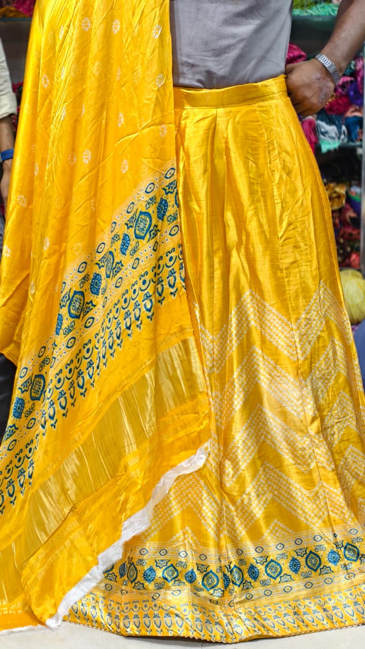 Pure Mashru Gaji Silk Digital Print Ghagra Set