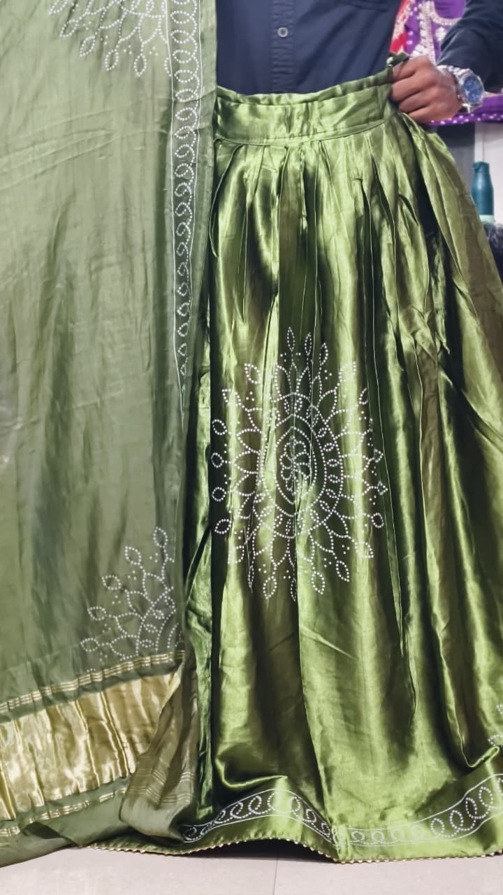 Pure Mashru Gaji Silk Digital Print Ghagra Set