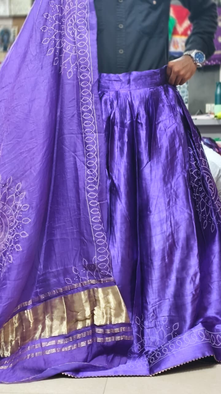 Pure Mashru Gaji Silk Digital Print Ghagra Set