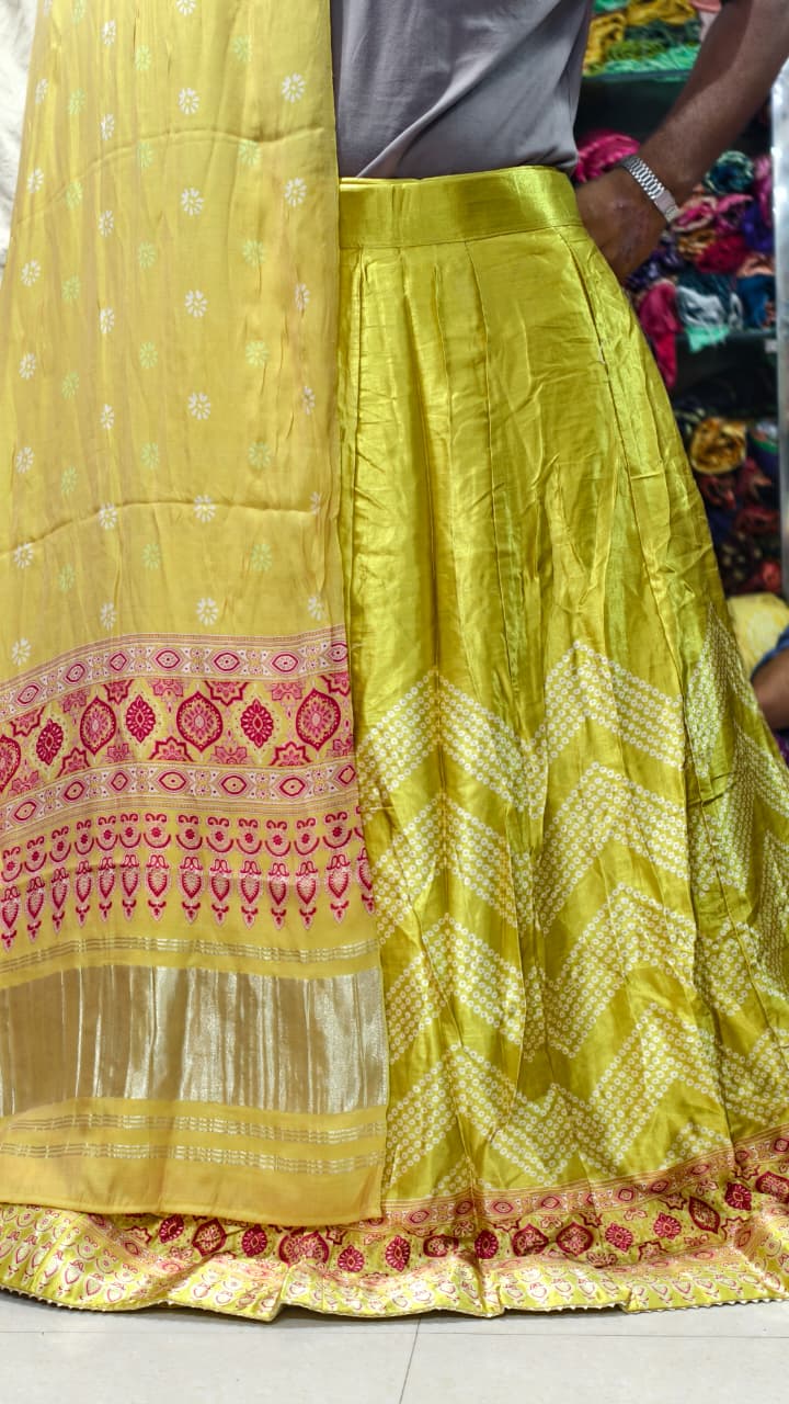 Pure Mashru Gaji Silk Digital Print Ghagra Set