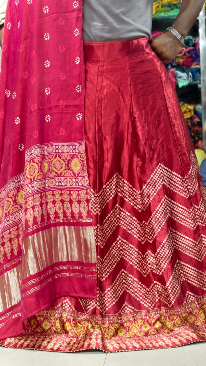 Pure Mashru Gaji Silk Digital Print Ghagra Set