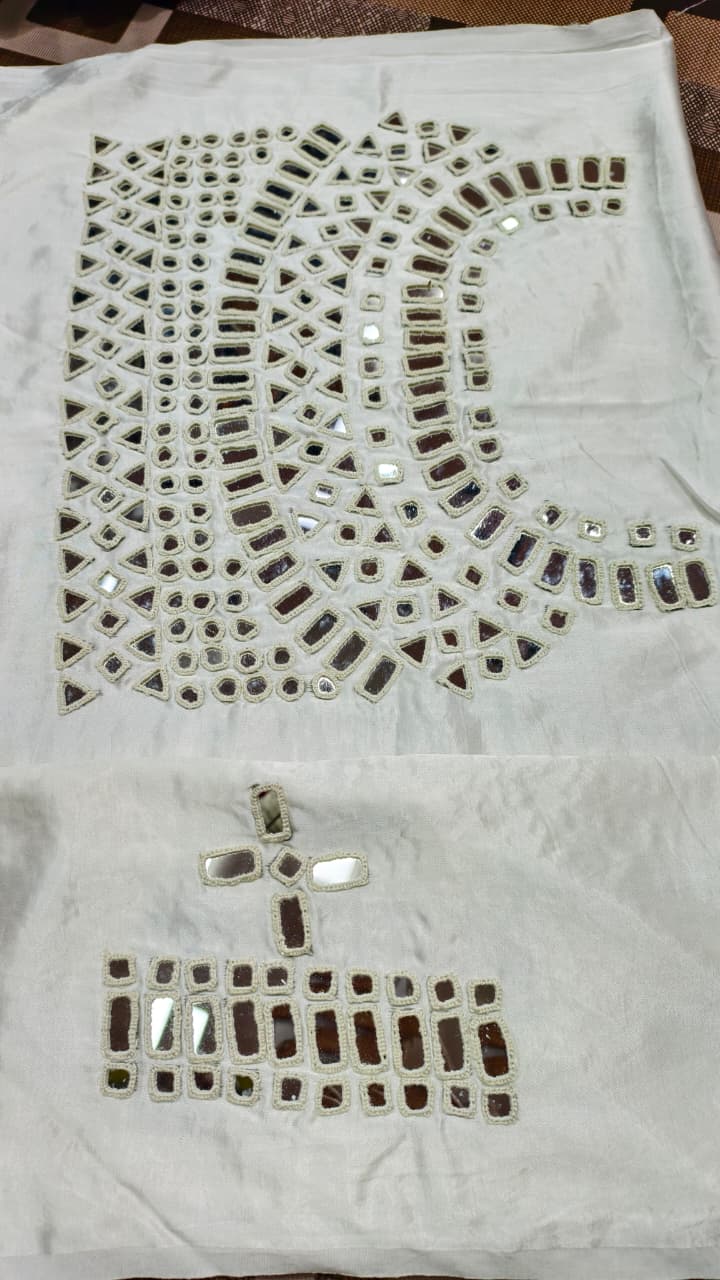 Pure Mashru Gaji Silk Hand Work Mirror Blouse