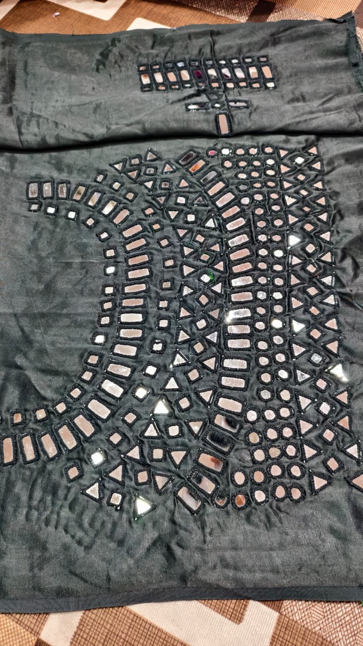 Pure Mashru Gaji Silk Hand Work Mirror Blouse