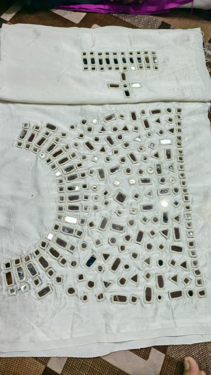 Pure Mashru Gaji Silk Hand Work Mirror Blouse